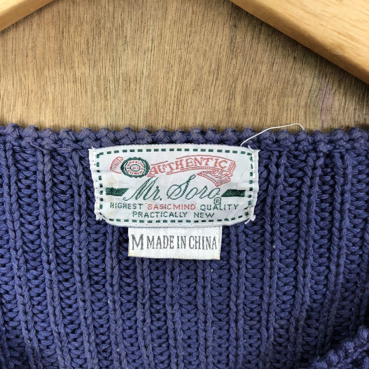 Aran Isles Knitwear Vintage Mr Soro FADED Dark Blue Knitwear sweater #041 Size US L / EU 52-54 / 3 - 5 Thumbnail