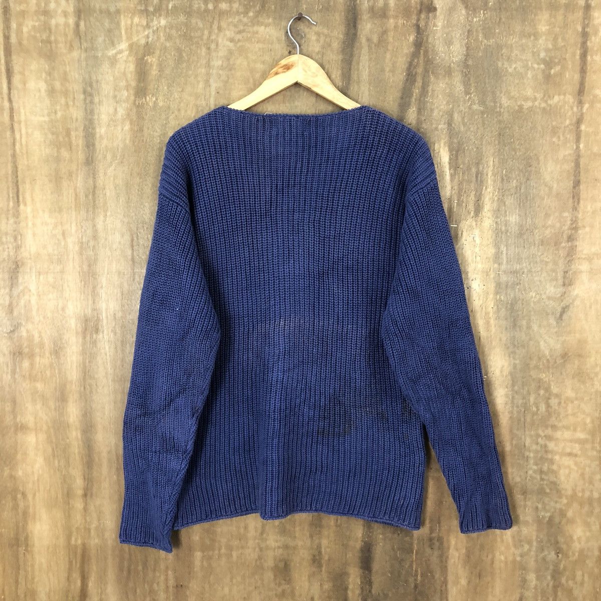 Aran Isles Knitwear Vintage Mr Soro FADED Dark Blue Knitwear sweater #041 Size US L / EU 52-54 / 3 - 7 Thumbnail