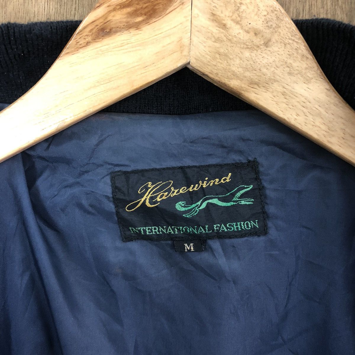 Japanese Brand HAZEWIND FADED DARK BLUE GREY WOOL VARSITY JACKET #1870 Size US M / EU 48-50 / 2 - 5 Thumbnail