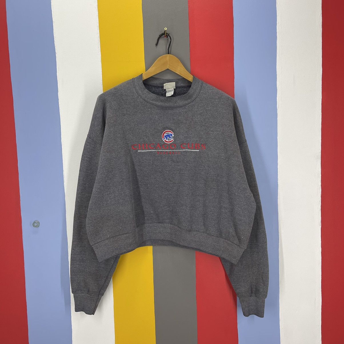 Lee 90s Vintage CHICAGO CUBS BASEBALL Crop Sweatshirt #1258/AR Size XL / US 12-14 / IT 48-50 - 1 Thumbnail
