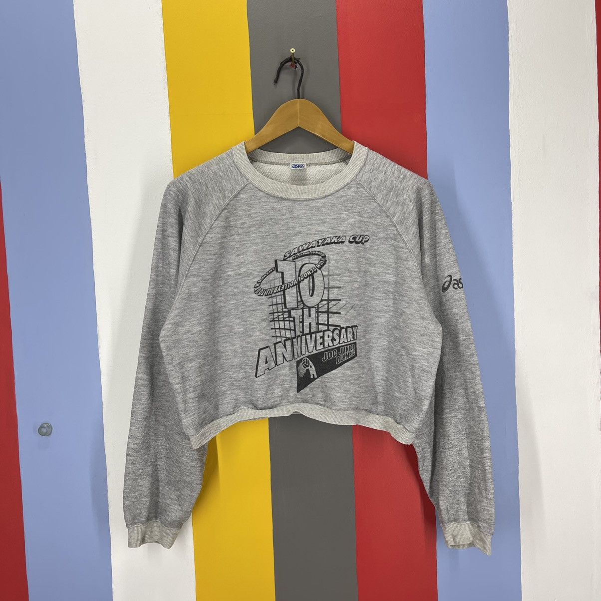Asics 90s Vintage ASICS SAWAYAKA CUP Crop Sweatshirt #1260/AR Size L / US 10 / IT 46 - 1 Thumbnail