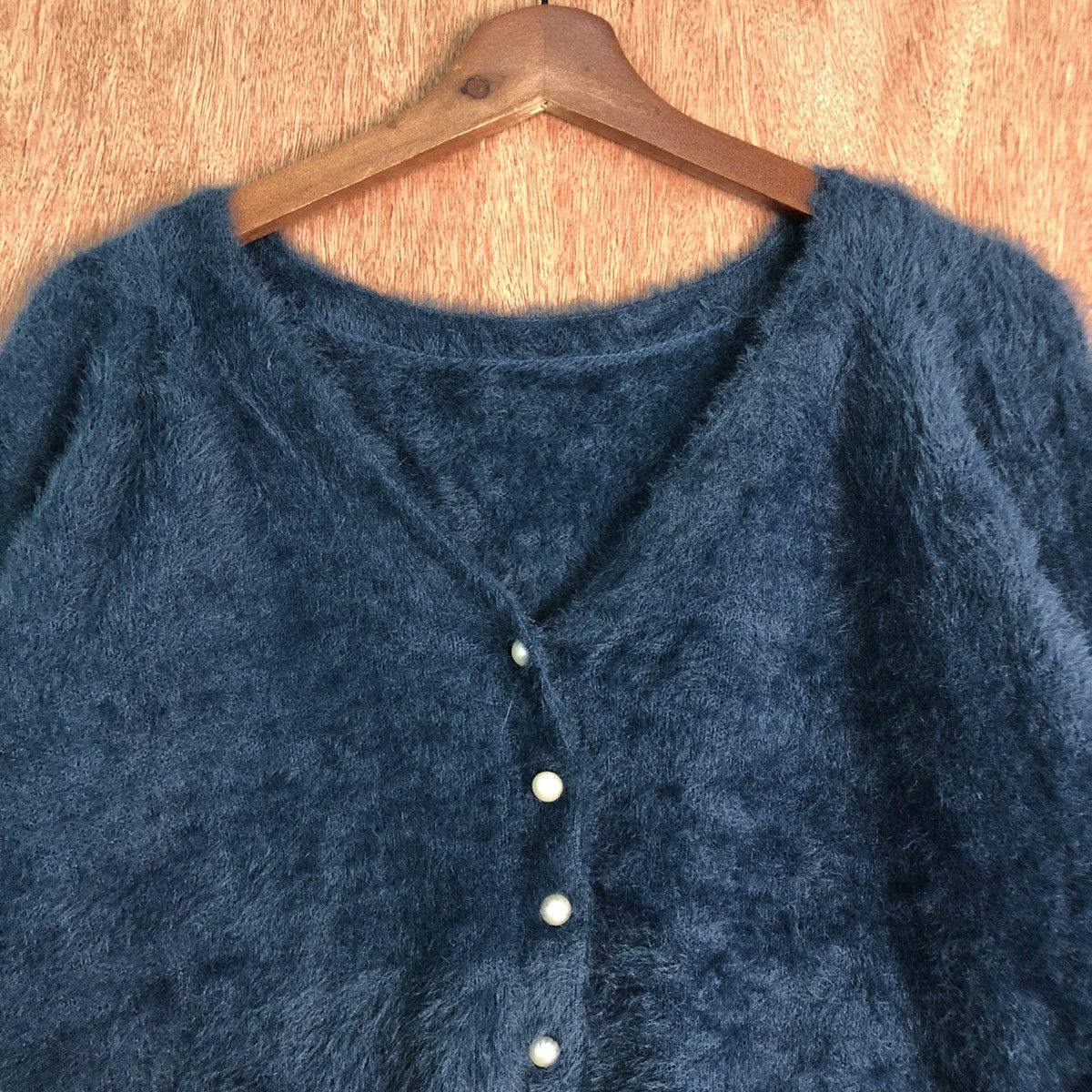 Aran Isles Knitwear Rope Picnic Dark Blue Mohair Shag Shaggy Cardigan Size US S / EU 44-46 / 1 - 7 Thumbnail