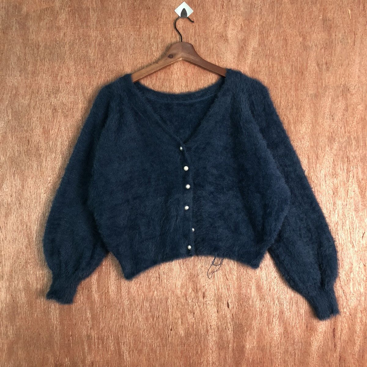 Aran Isles Knitwear Rope Picnic Dark Blue Mohair Shag Shaggy Cardigan Size US S / EU 44-46 / 1 - 1 Thumbnail