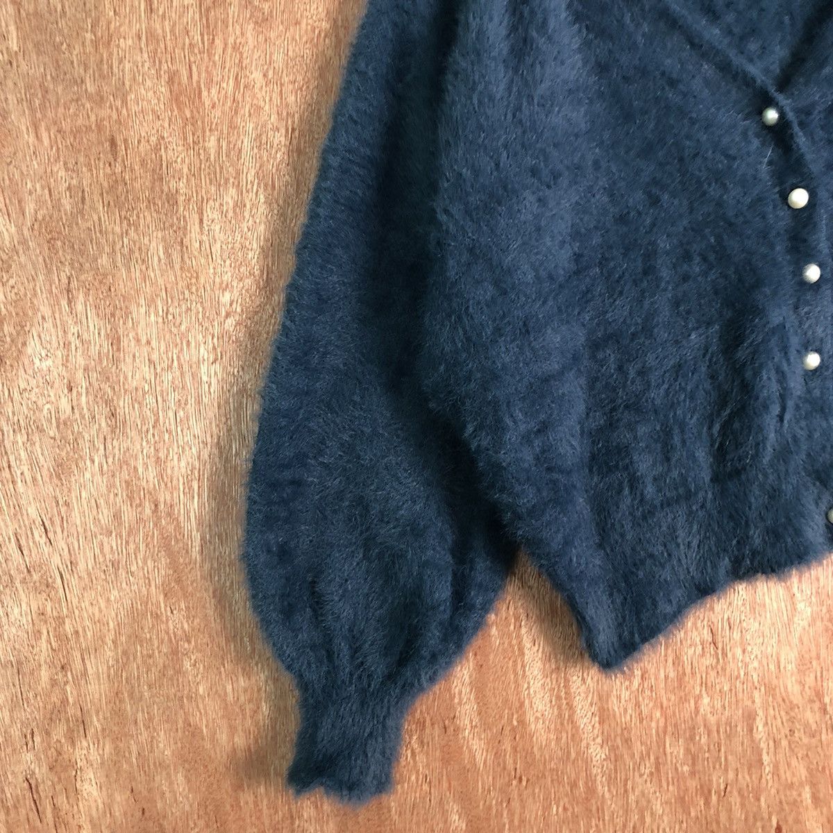 Aran Isles Knitwear Rope Picnic Dark Blue Mohair Shag Shaggy Cardigan Size US S / EU 44-46 / 1 - 6 Thumbnail