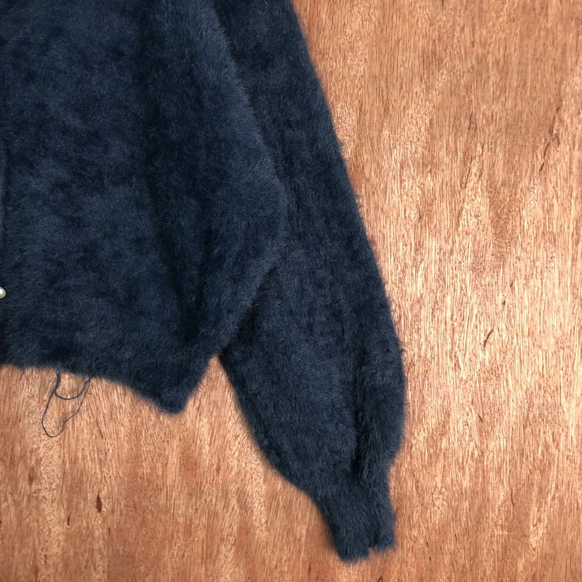 Aran Isles Knitwear Rope Picnic Dark Blue Mohair Shag Shaggy Cardigan Size US S / EU 44-46 / 1 - 4 Thumbnail