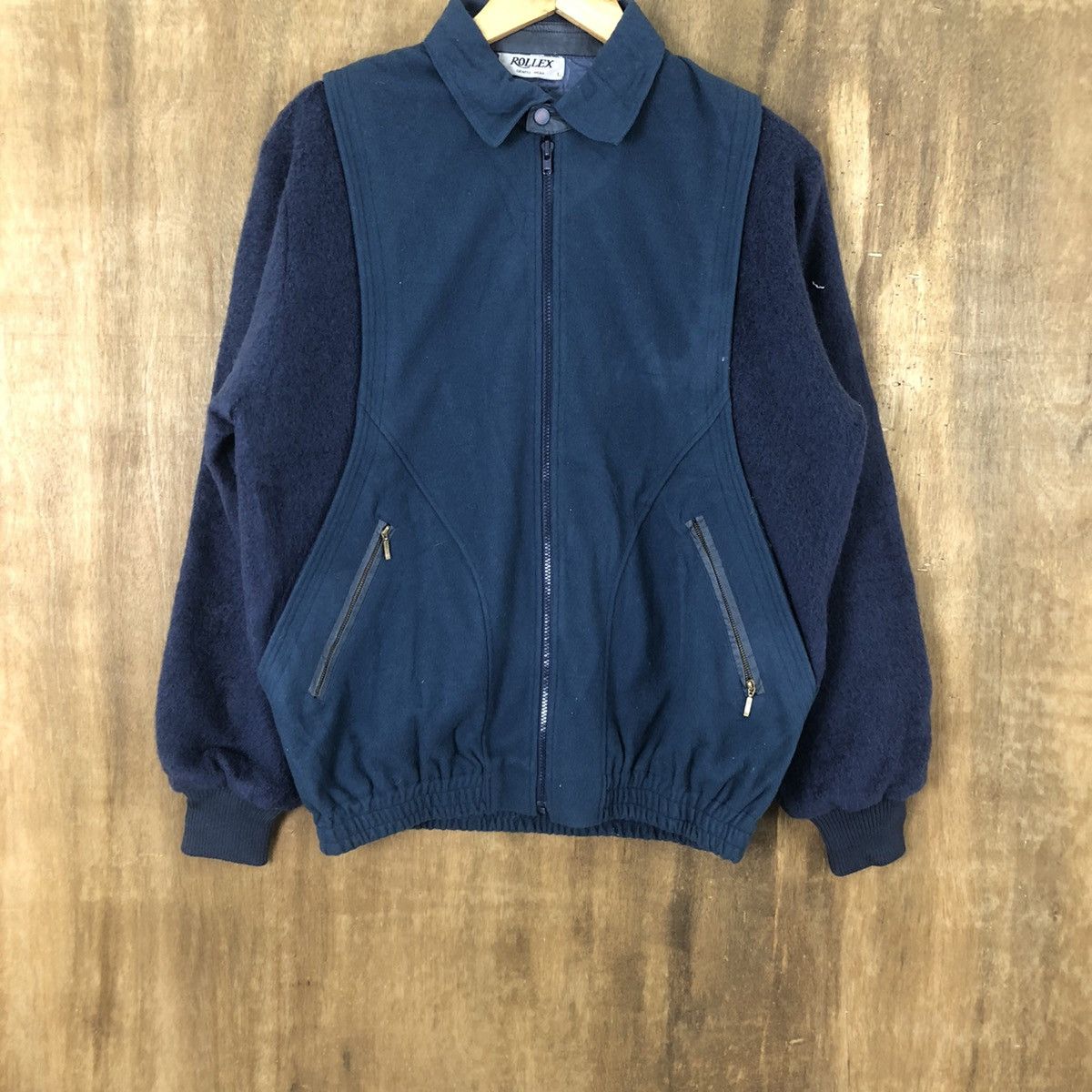 Japanese Brand Vintage Rollex Dark Blue Wool Varsity Jacket #1851 Size US L / EU 52-54 / 3 - 3 Thumbnail