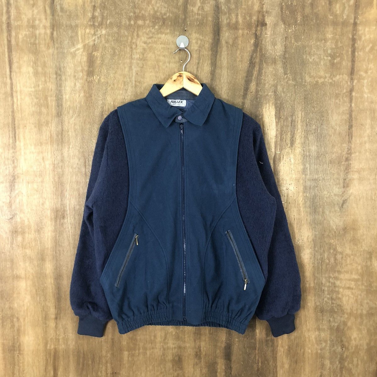 Japanese Brand Vintage Rollex Dark Blue Wool Varsity Jacket #1851 Size US L / EU 52-54 / 3 - 1 Thumbnail