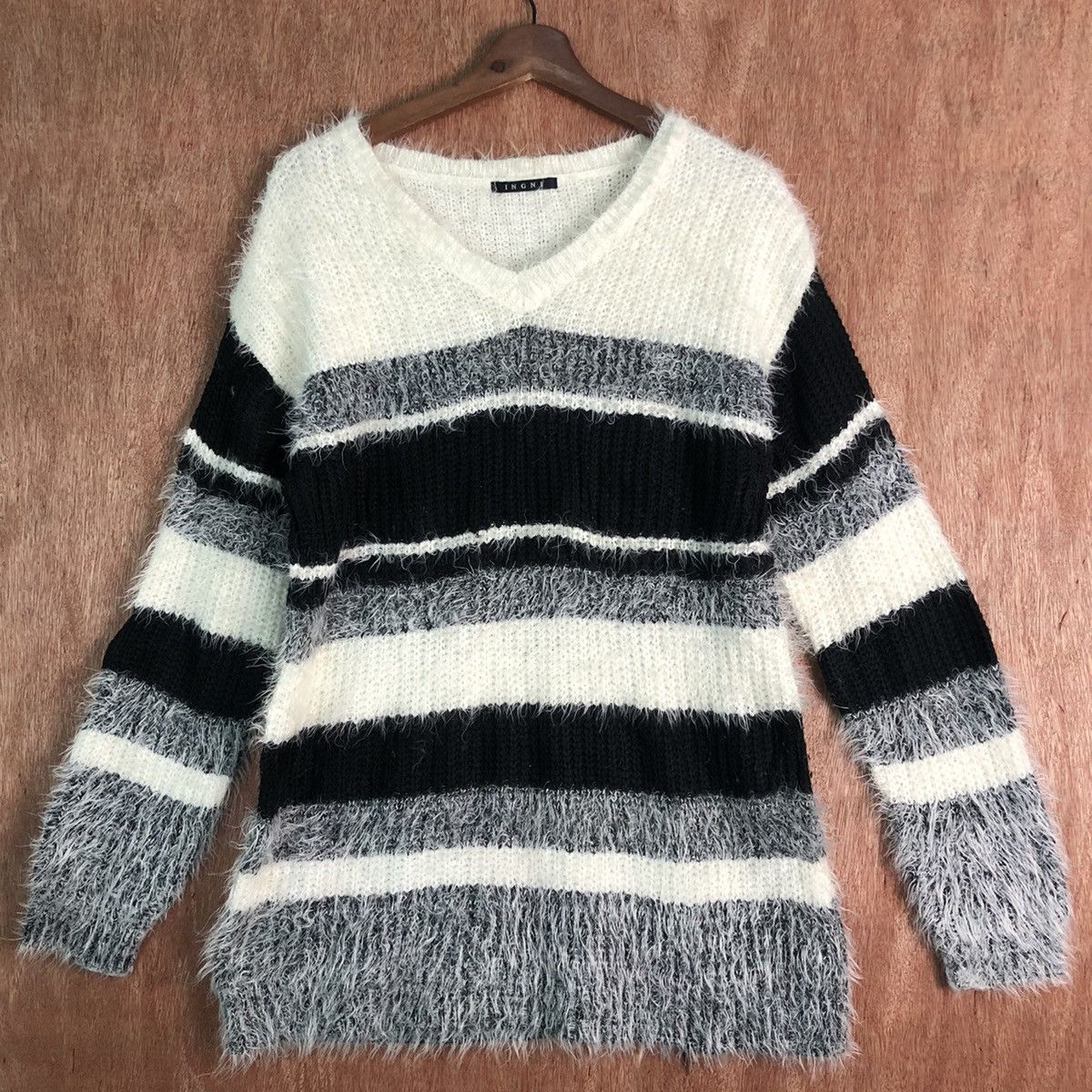OVER THE STRiPES JAPAN INGNI STRIPED MOHAIR KNITWEAR SWEATER Size US M / EU 48-50 / 2 - 3 Thumbnail