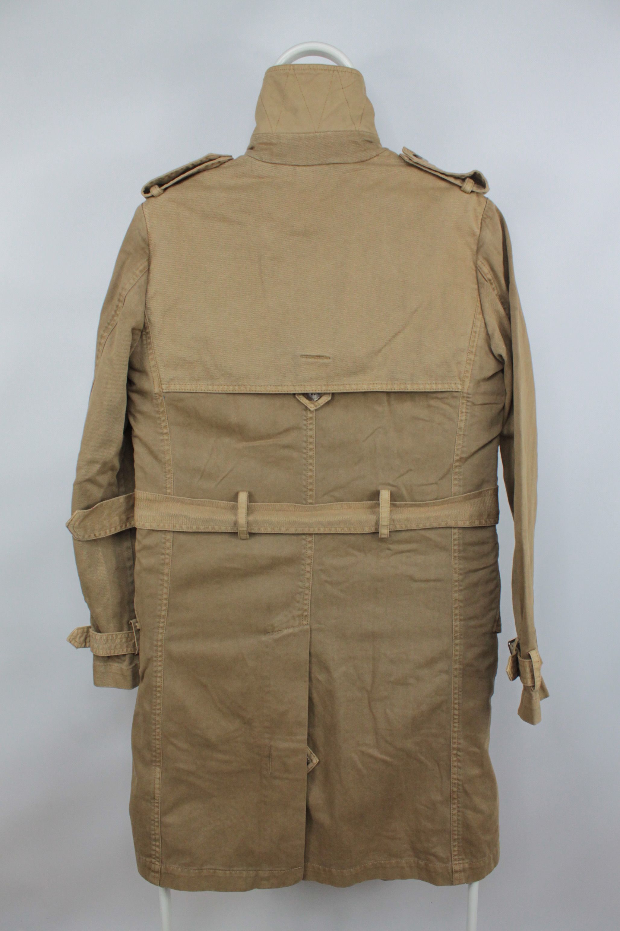 Diesel Diesel Double-Breasted Belted Beige Denim Trench Coat Size US XXS / EU 40 - 7 Thumbnail
