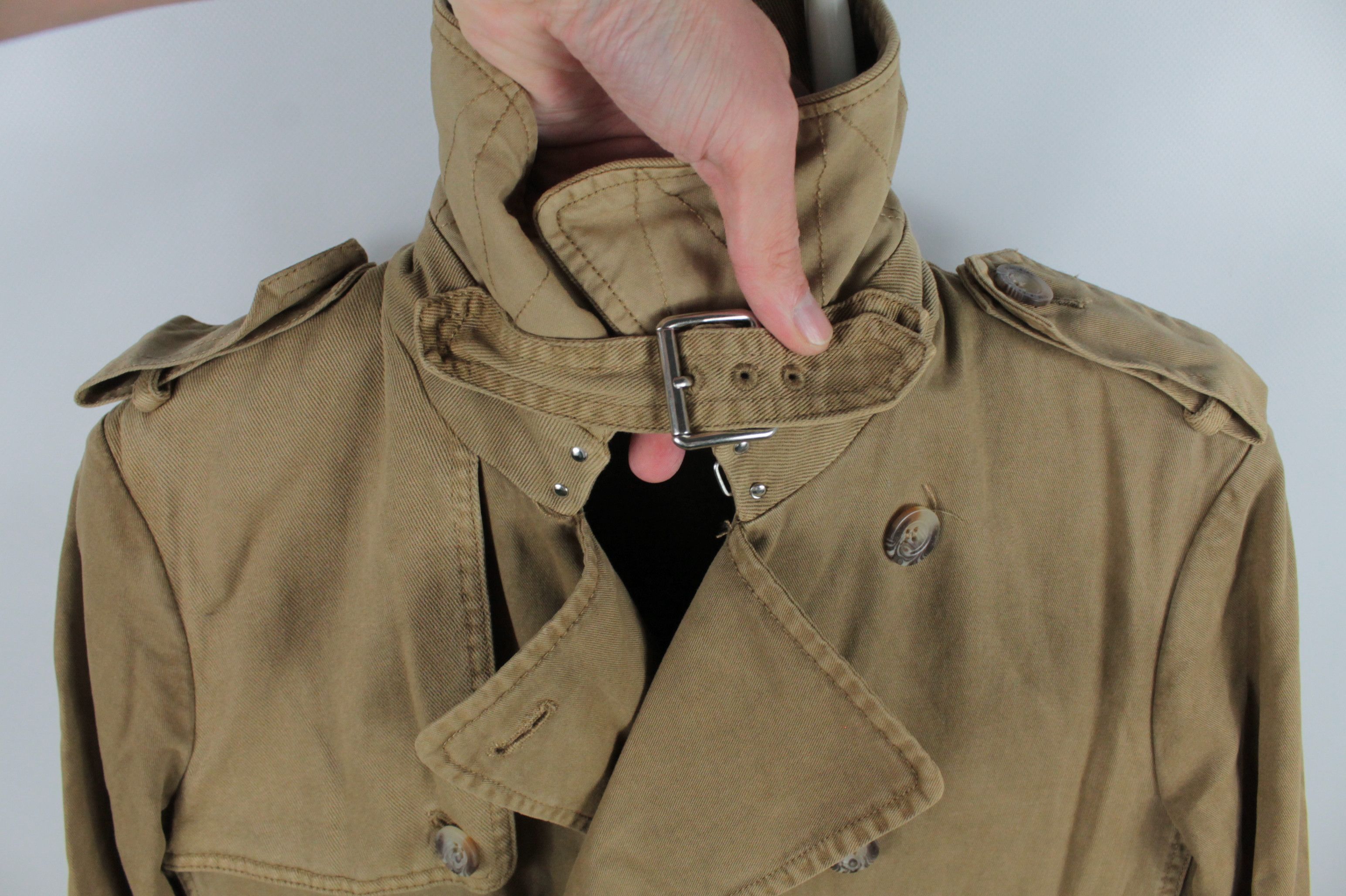 Diesel Diesel Double-Breasted Belted Beige Denim Trench Coat Size US XXS / EU 40 - 4 Thumbnail