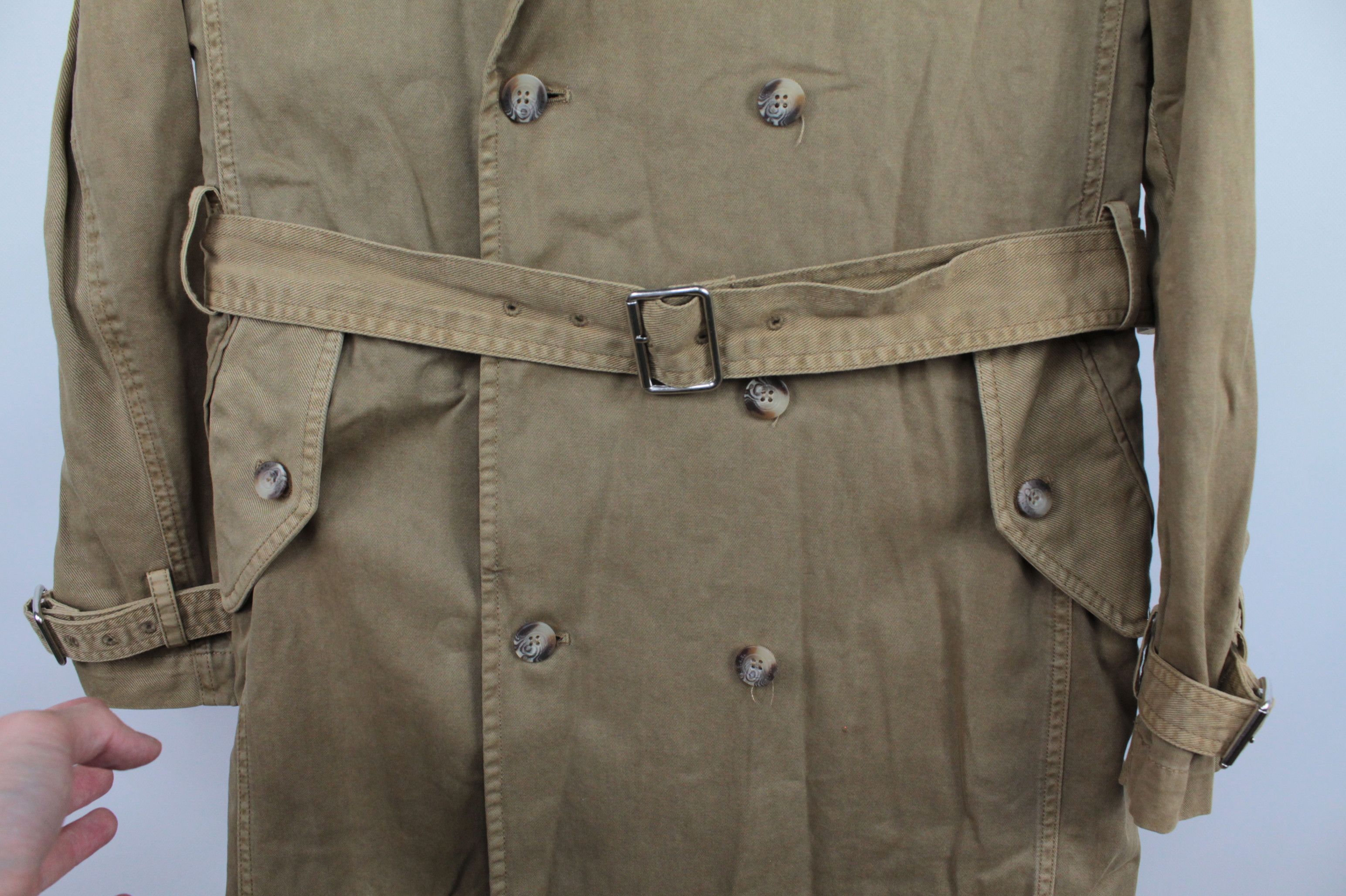 Diesel Diesel Double-Breasted Belted Beige Denim Trench Coat Size US XXS / EU 40 - 6 Thumbnail