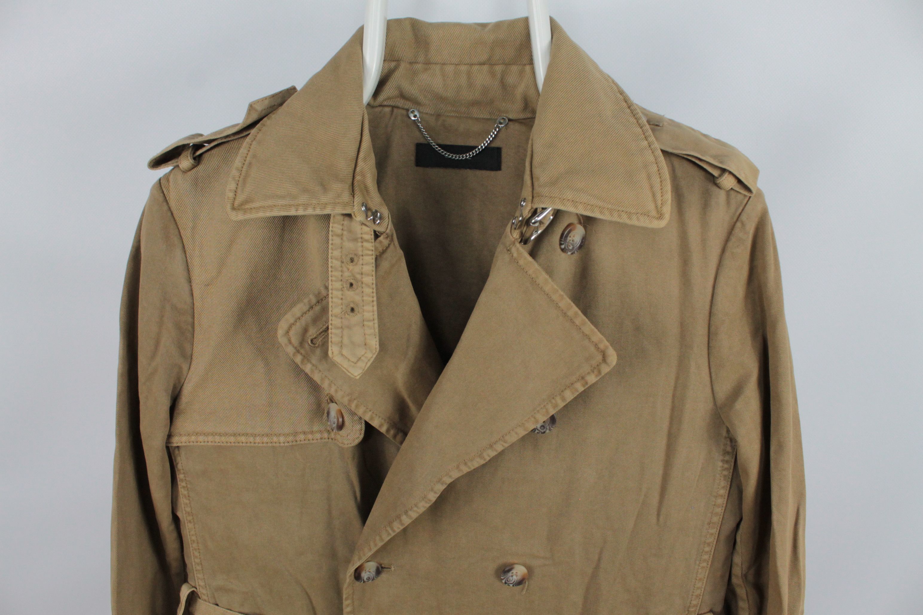 Diesel Diesel Double-Breasted Belted Beige Denim Trench Coat Size US XXS / EU 40 - 2 Thumbnail