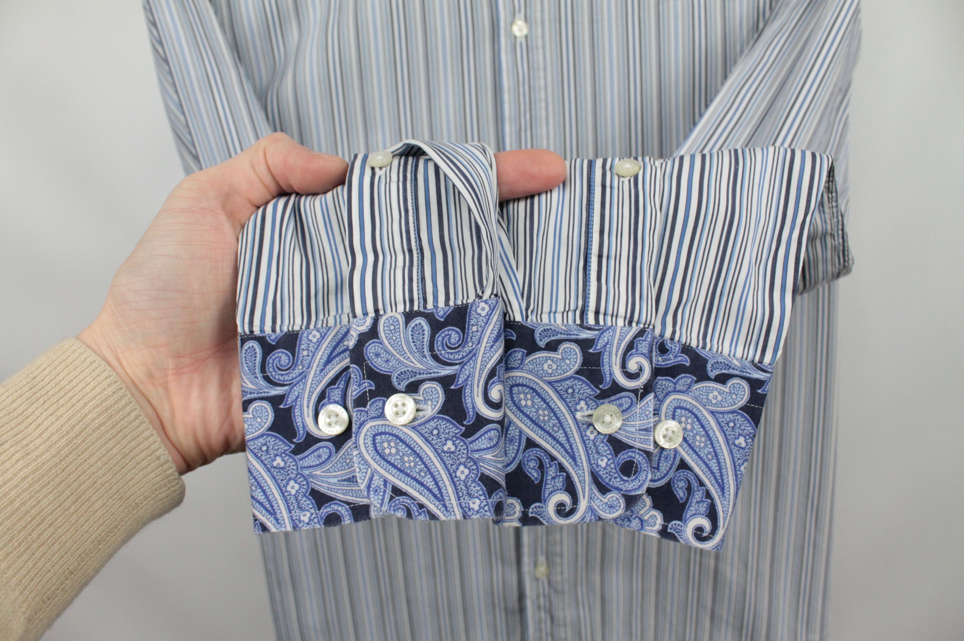 Etro Etro Italy Striped Multicolor Regular Fit Dress Shirt Size US XL / EU 56 / 4 - 4 Thumbnail