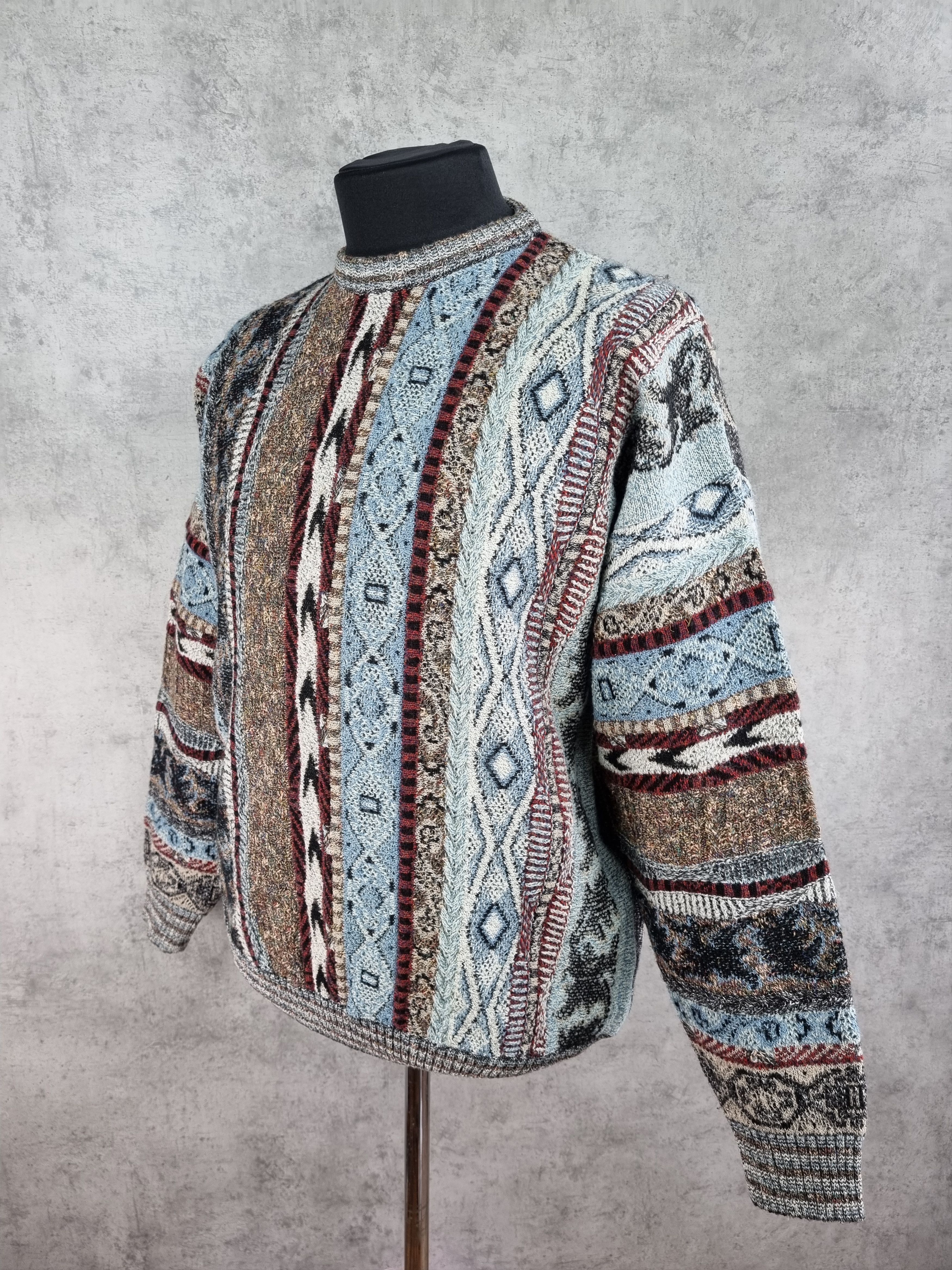 Japanese Brand × Vintage 80s Vintage Tundra Style Wool Sweater Made in ITALY Size US L / EU 52-54 / 3 - 3 Thumbnail