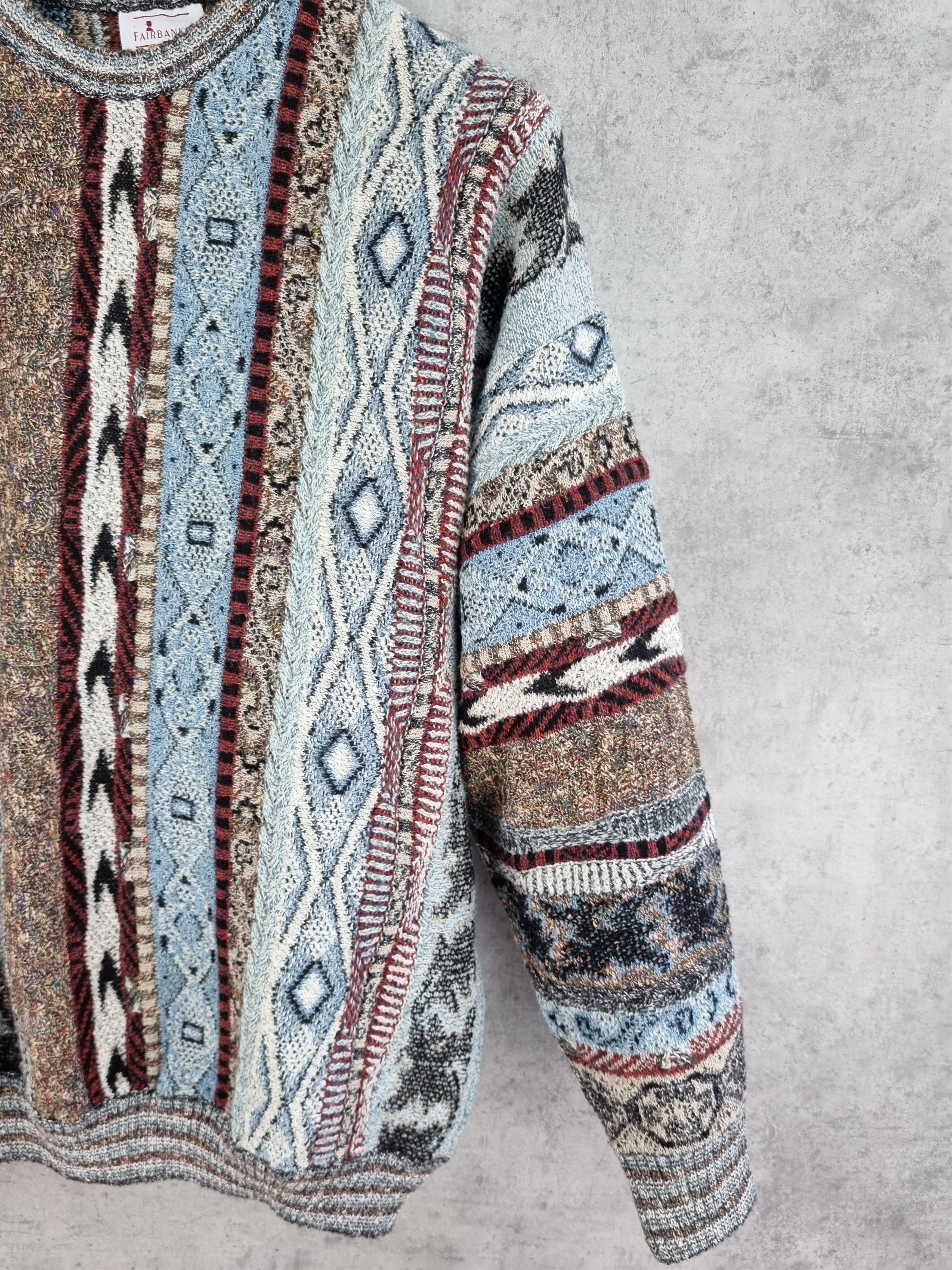 Japanese Brand × Vintage 80s Vintage Tundra Style Wool Sweater Made in ITALY Size US L / EU 52-54 / 3 - 11 Thumbnail