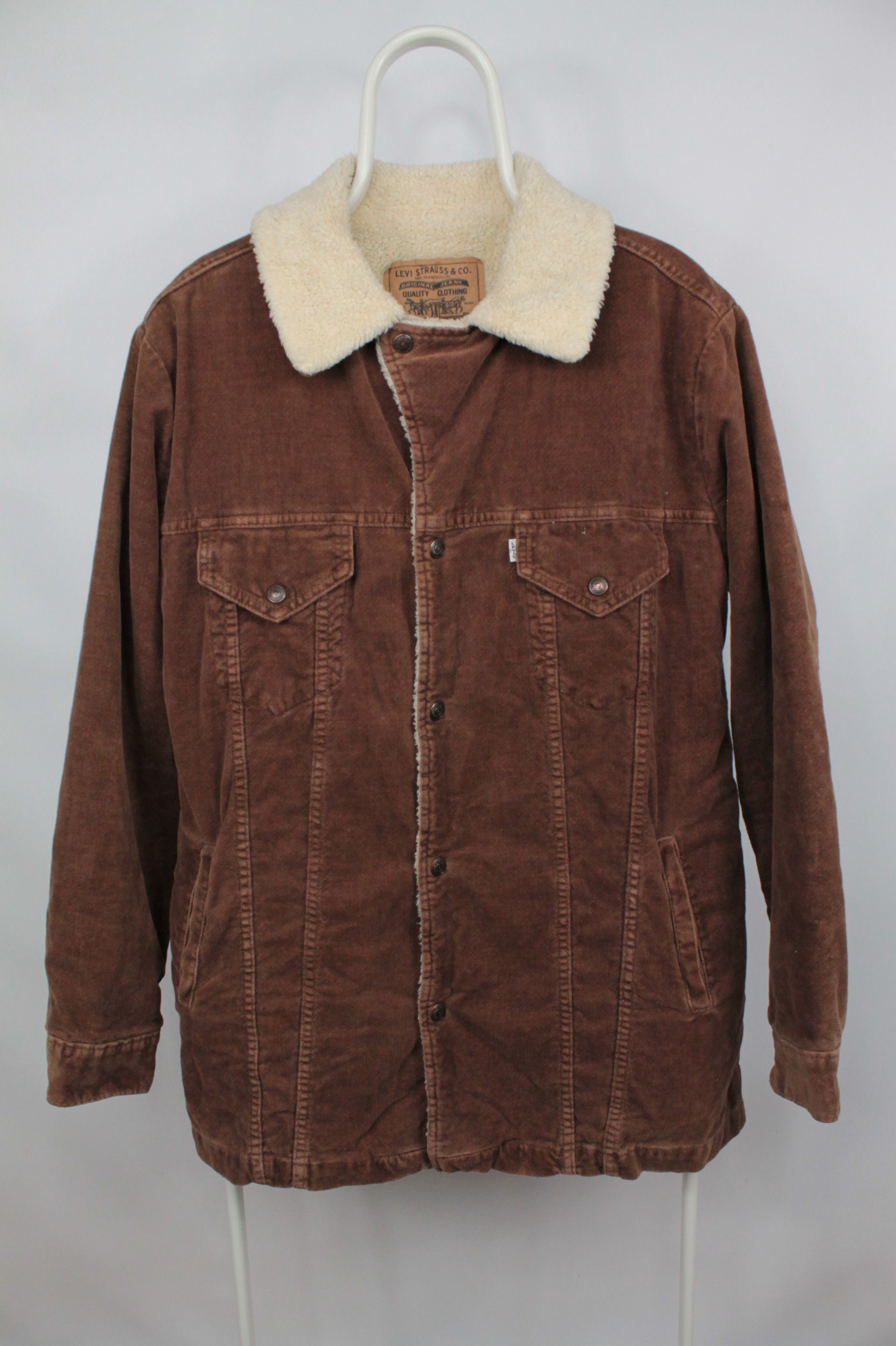 Levi's Vintage Levi’s Brown Corduroy Sherpa Jacket Long WMNS Size L / US 10 / IT 46 - 1 Thumbnail