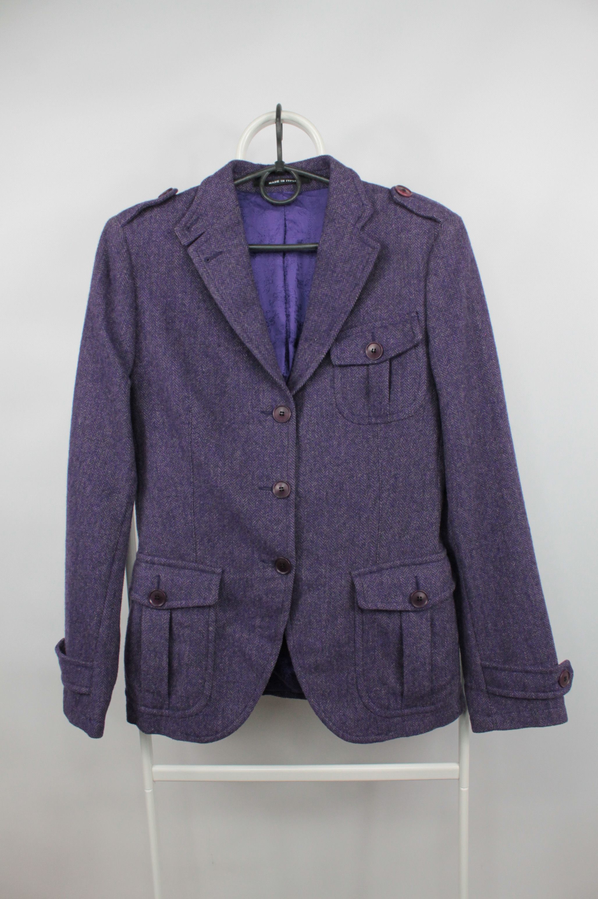 Tagliatore Tagliatore Soft Tweed Wool Violet Women Blazer Jacket Size M / US 6-8 / IT 42-44 - 1 Thumbnail