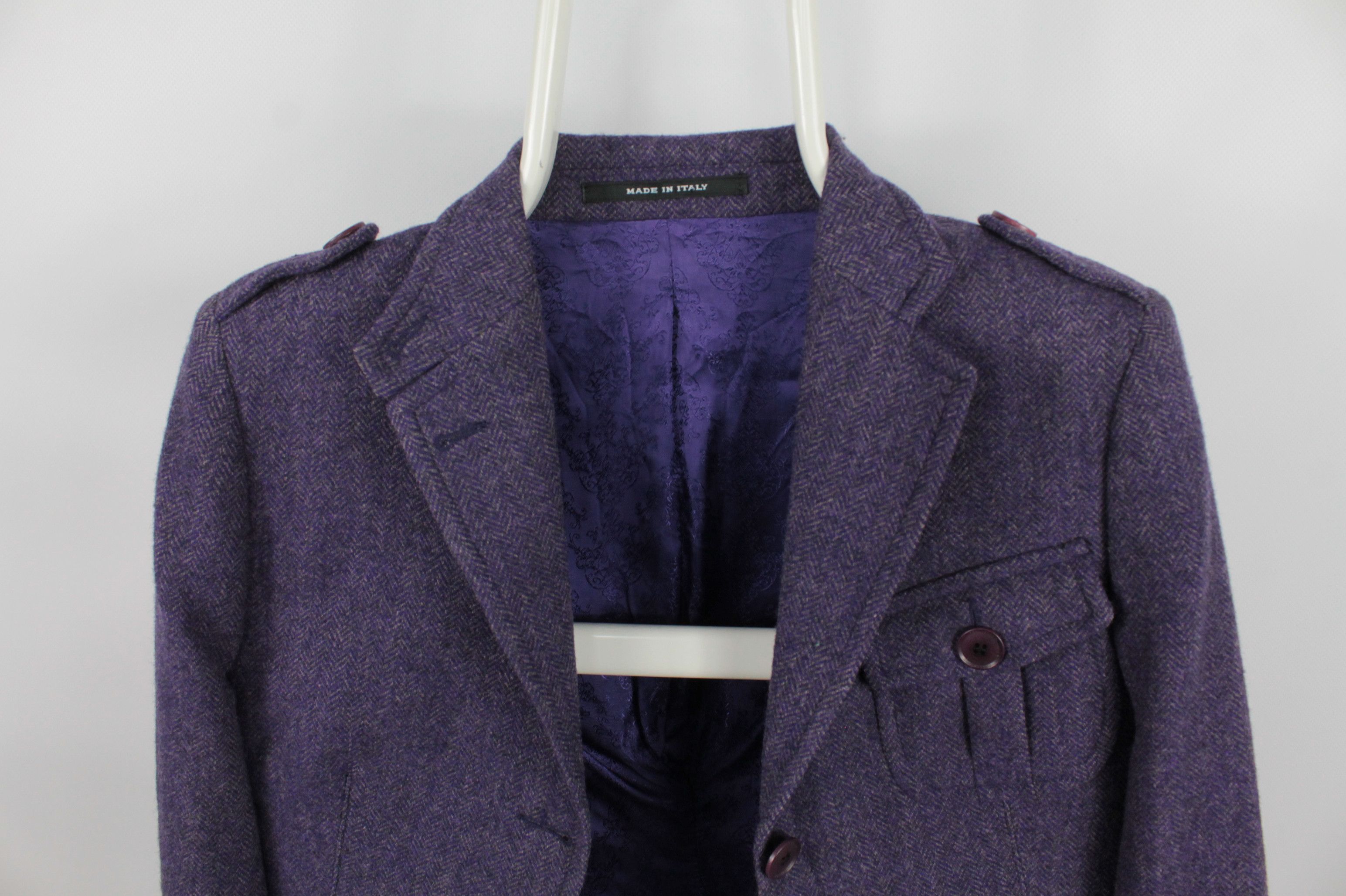 Tagliatore Tagliatore Soft Tweed Wool Violet Women Blazer Jacket Size M / US 6-8 / IT 42-44 - 3 Thumbnail