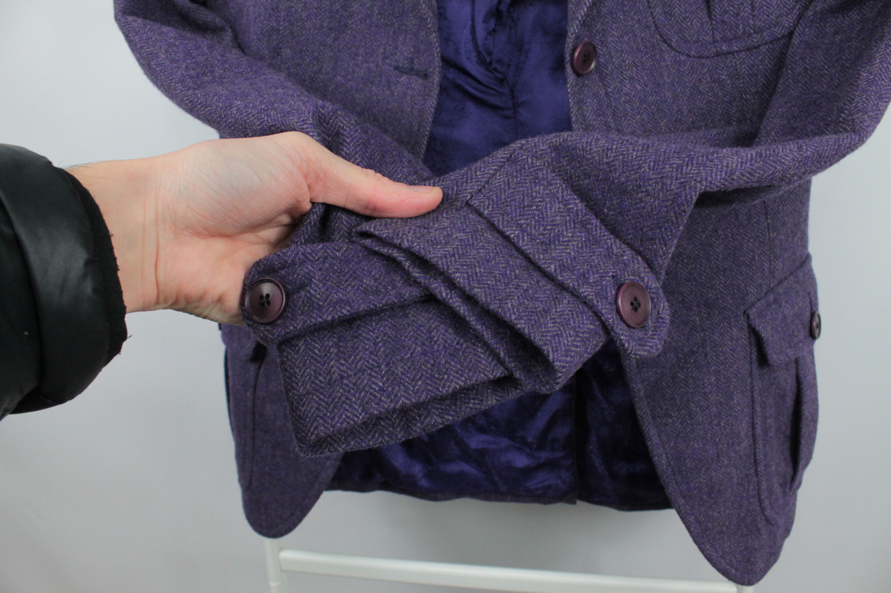 Tagliatore Tagliatore Soft Tweed Wool Violet Women Blazer Jacket Size M / US 6-8 / IT 42-44 - 4 Thumbnail