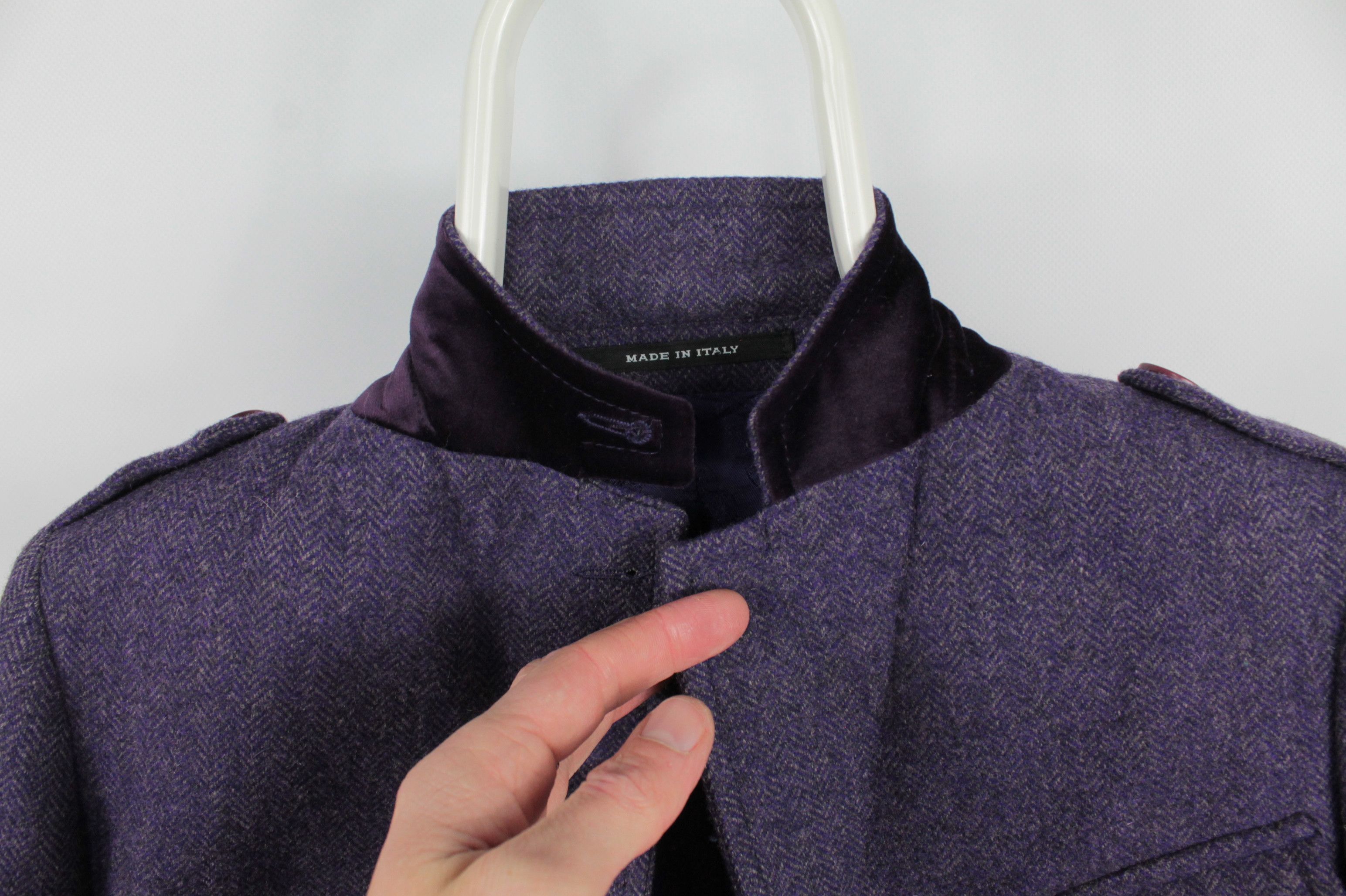 Tagliatore Tagliatore Soft Tweed Wool Violet Women Blazer Jacket Size M / US 6-8 / IT 42-44 - 10 Thumbnail