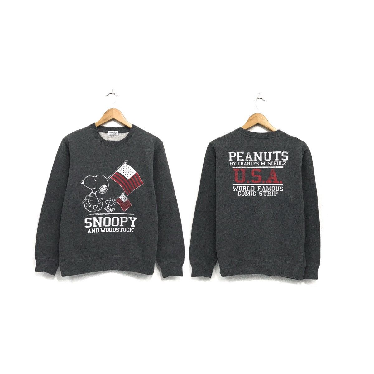 Japanese Brand × Peanuts × Vintage Vintage Peanuts Snoopy Sweatshirt Biglogo Snoopy Woodstock Size US S / EU 44-46 / 1 - 1 Thumbnail