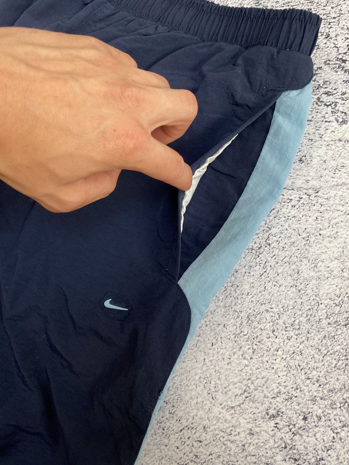 Nike × Vintage Nike y2k Vintage Nylon Drill Track Pants Swoosh Sky Blue Size US 40 / EU 56 - 3 Thumbnail