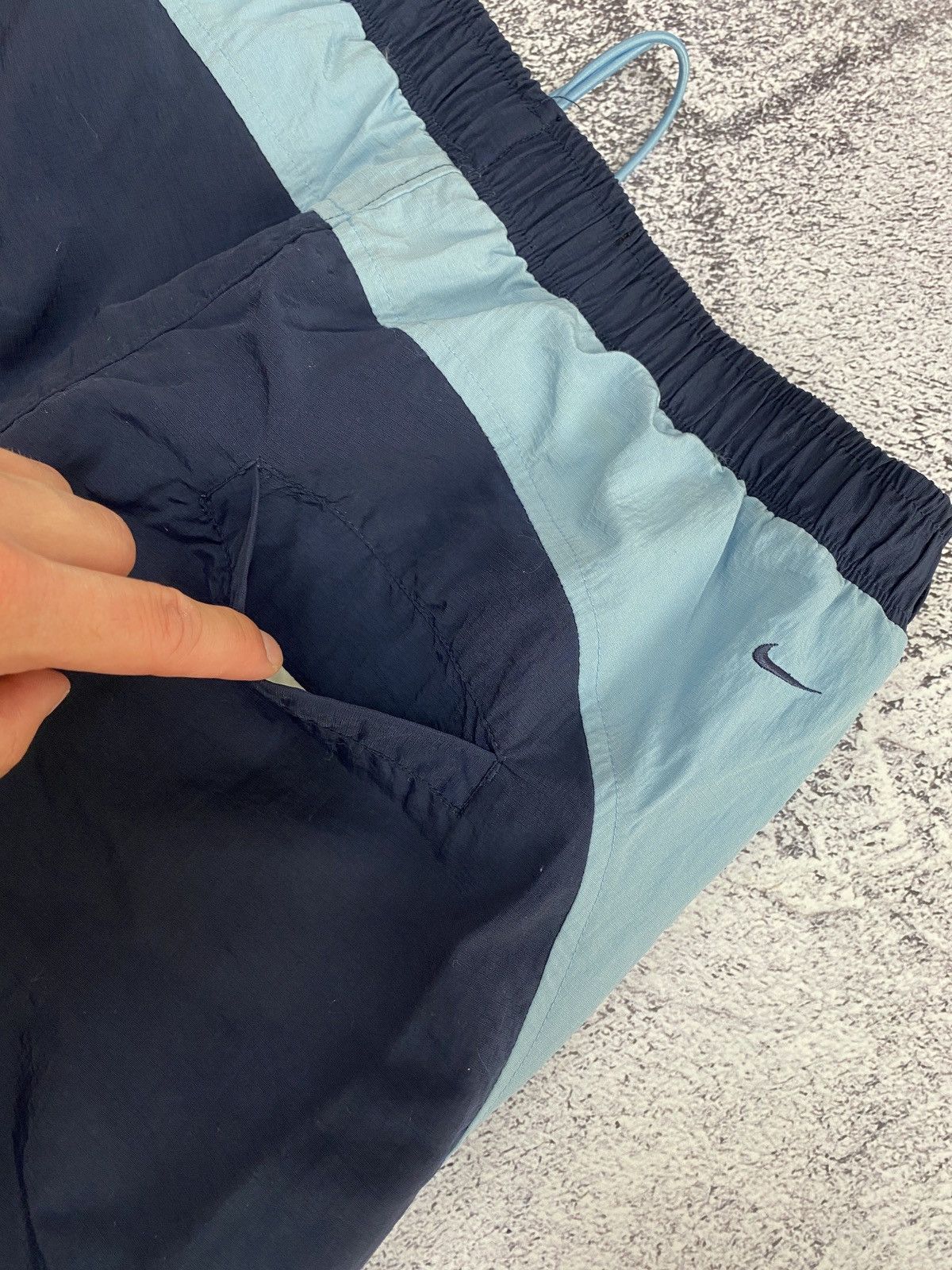 Nike × Vintage Nike y2k Vintage Nylon Drill Track Pants Swoosh Sky Blue Size US 40 / EU 56 - 6 Thumbnail
