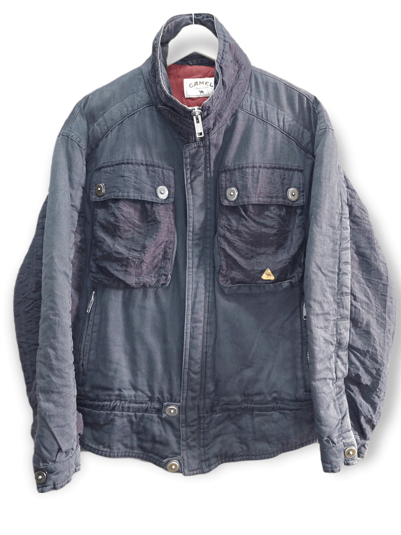 image of Bomber Jacket x Camel Bomber Style Jacket Multipockets Vintage 1990S in Black Grey (Size Large)