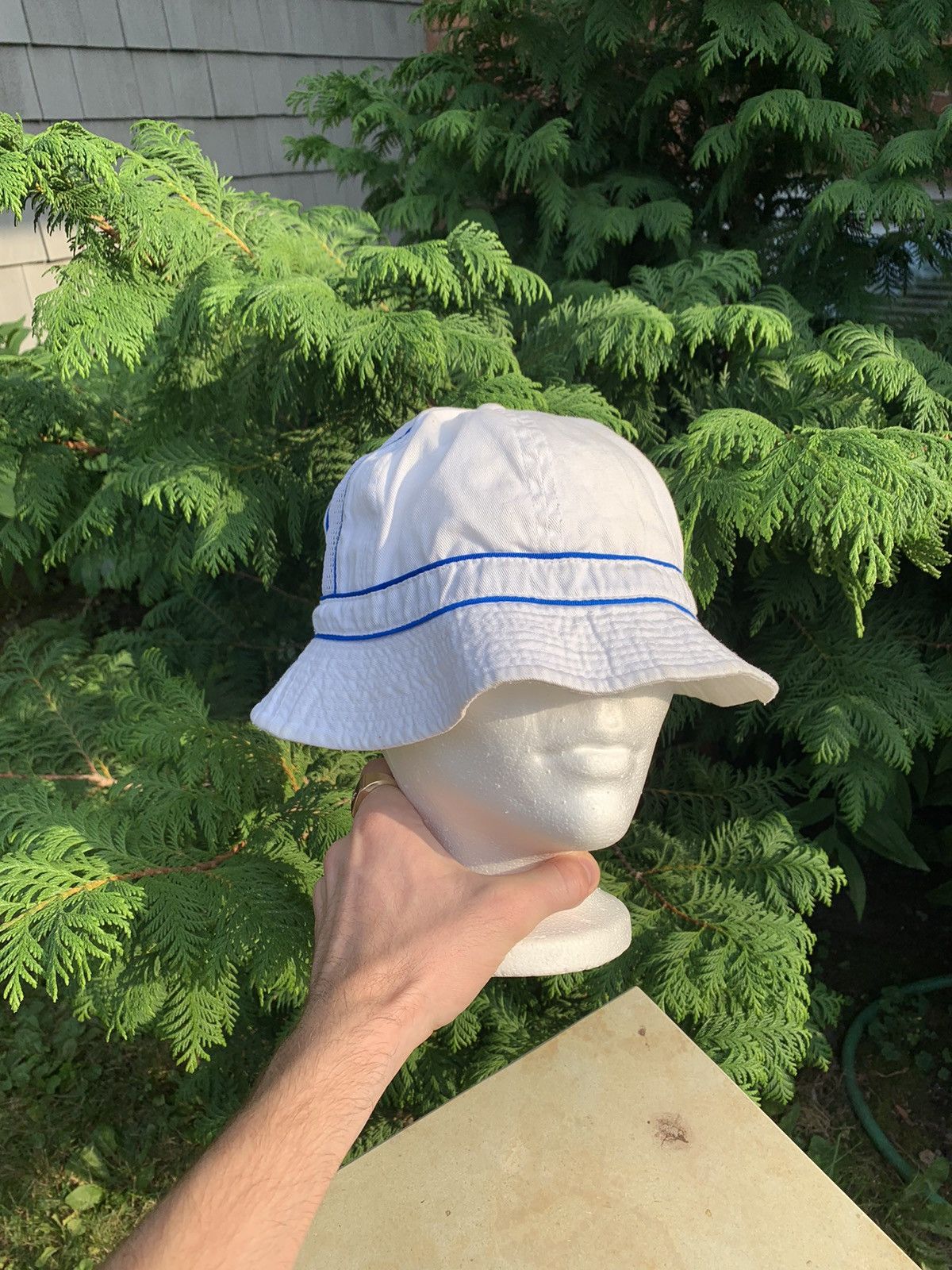 Japanese Brand × Vintage Vintage Bucket Hat 90s 2000s Y2K Mesh White Brimmed Bill Mur Size ONE SIZE - 9 Thumbnail