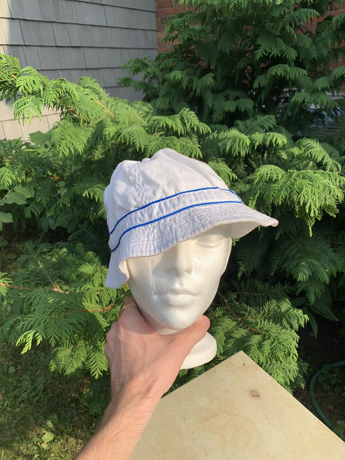 Japanese Brand × Vintage Vintage Bucket Hat 90s 2000s Y2K Mesh White Brimmed Bill Mur Size ONE SIZE - 8 Thumbnail