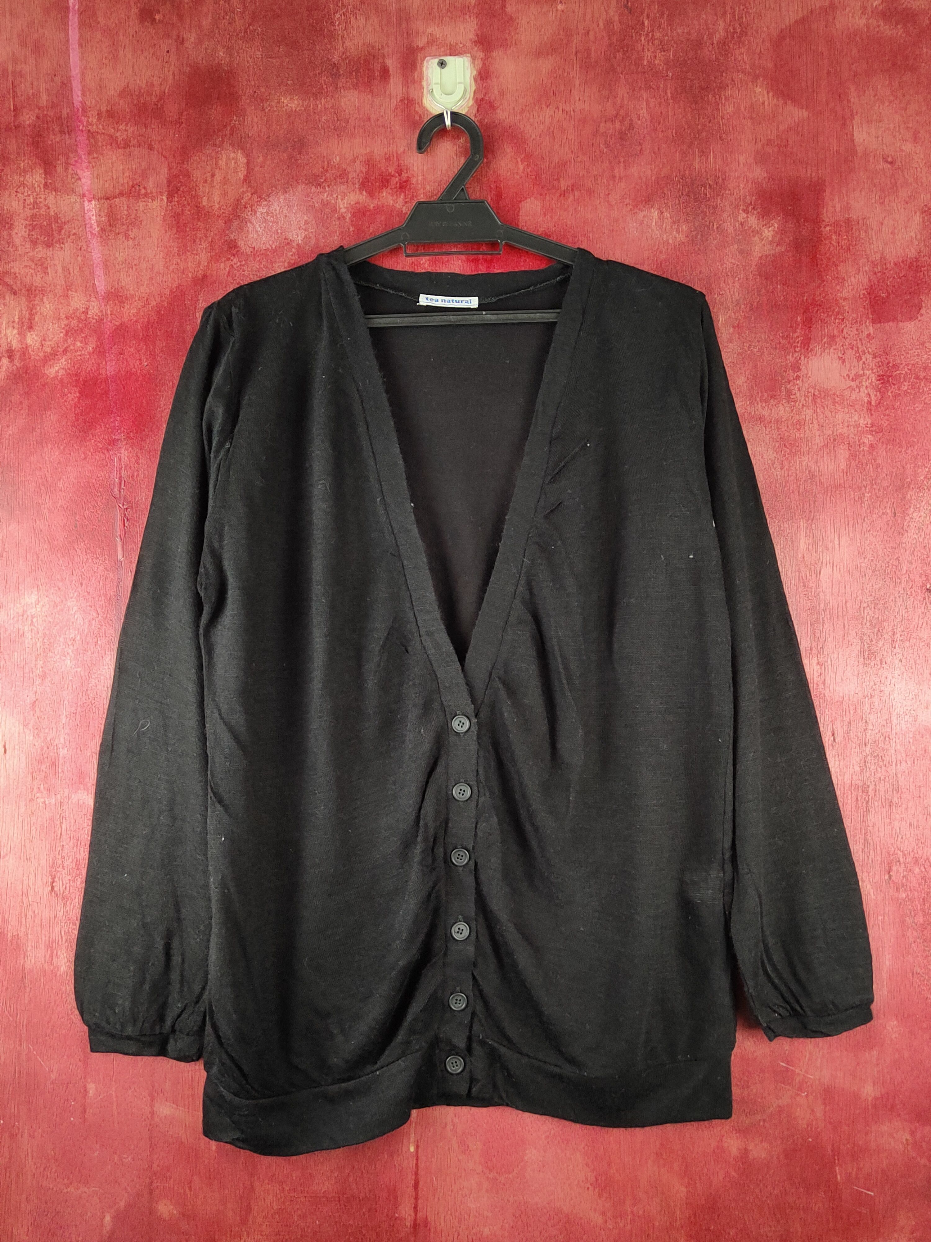 Japanese Brand Tea Natural Black Knitwear Cardigan #S1237 Size L / US 10 / IT 46 - 1 Thumbnail