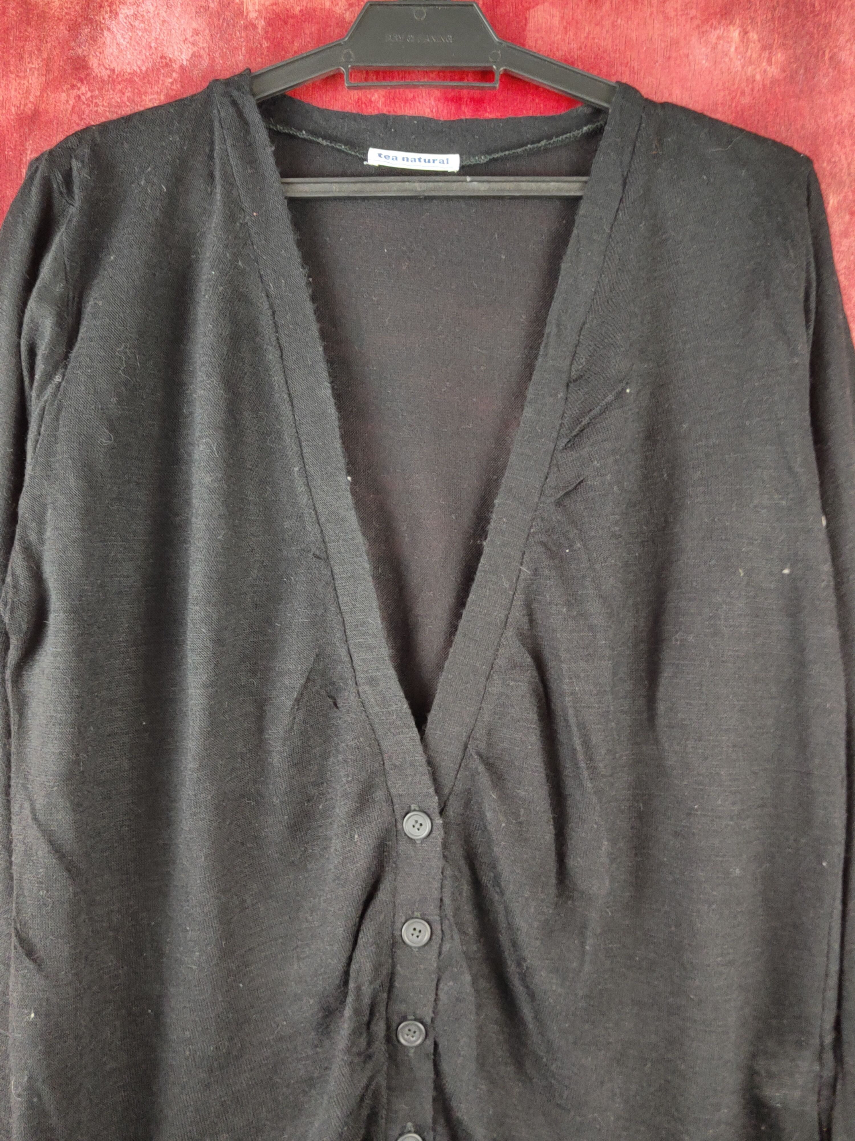 Japanese Brand Tea Natural Black Knitwear Cardigan #S1237 Size L / US 10 / IT 46 - 2 Thumbnail