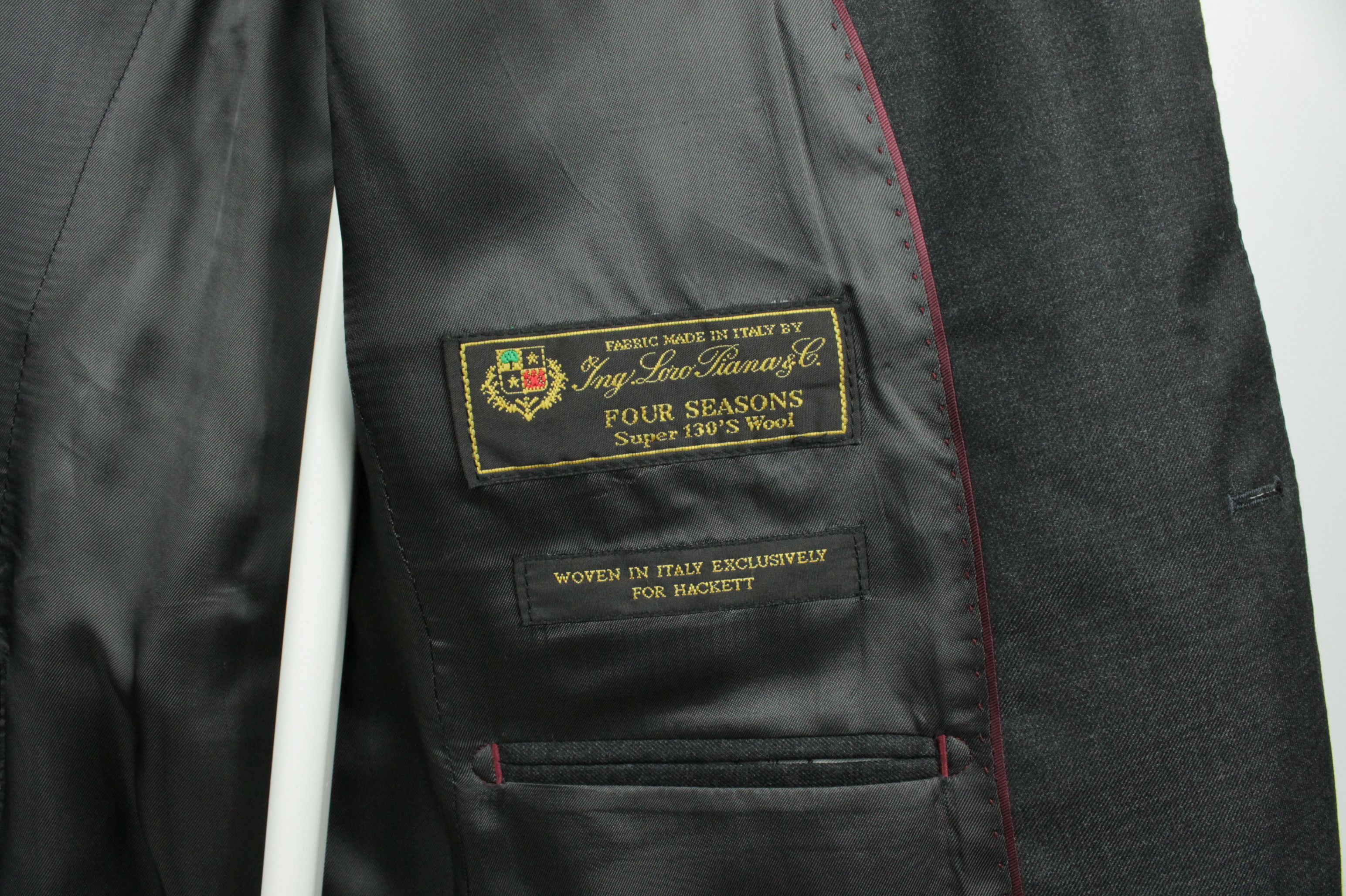 Hackett × Loro Piana Hackett Loro Piana Four Season 130'S Charcoal Wool Blazer Size US M / EU 48-50 / 2 - 8 Thumbnail