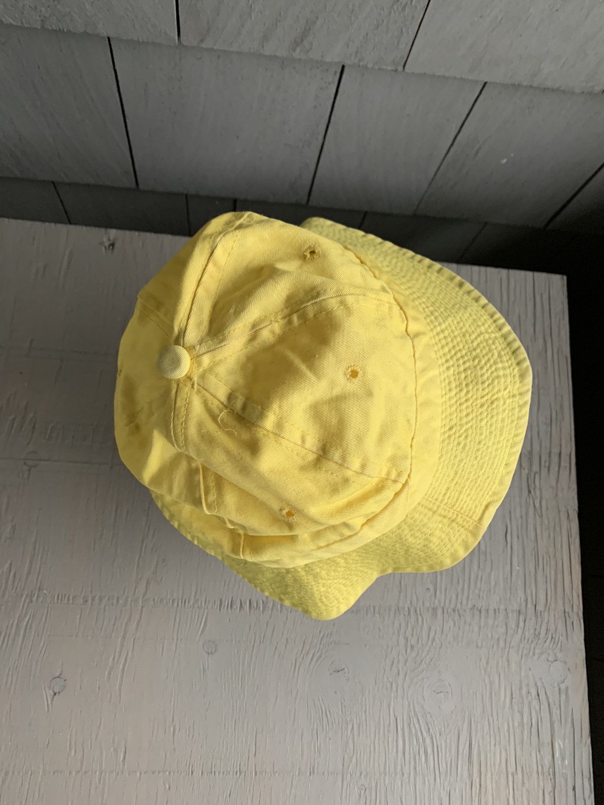 Japanese Brand × Vintage 90s Vintage Yellow Bucket Hat Love 7 Bill Murray Vibe Fisher Size ONE SIZE - 10 Thumbnail