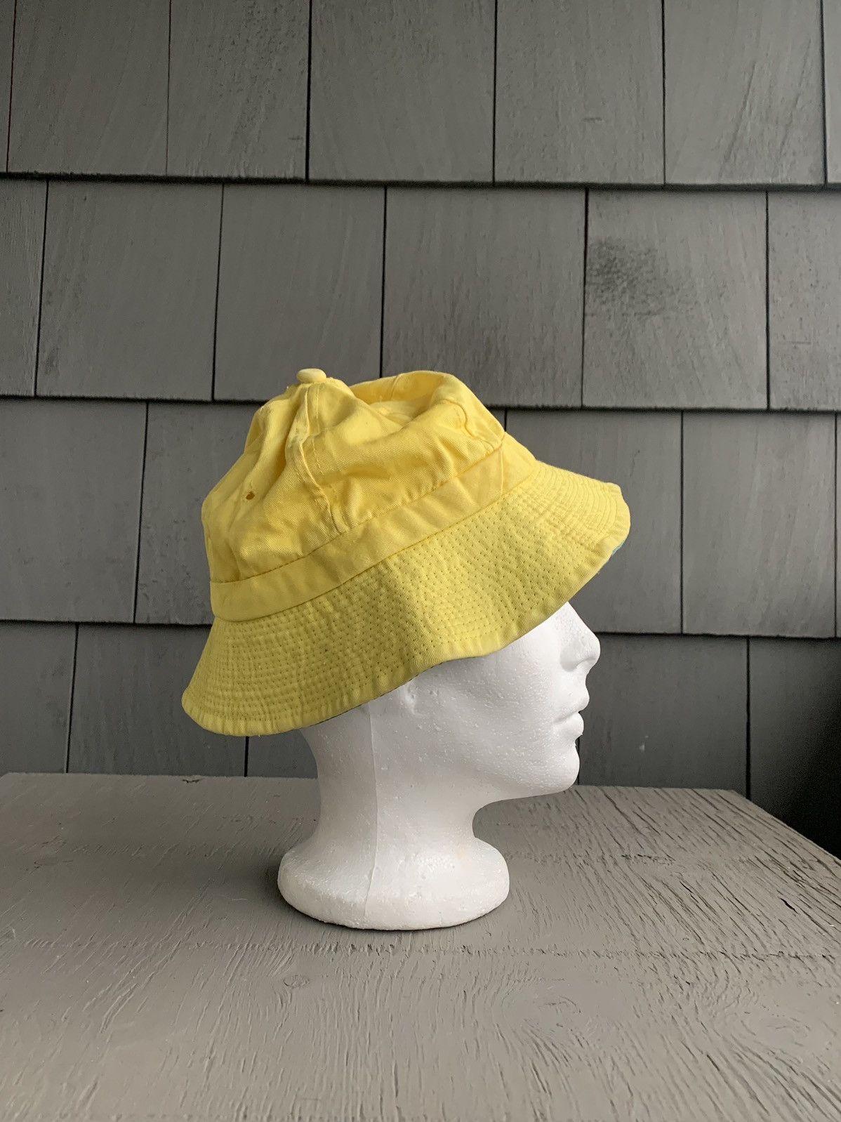Japanese Brand × Vintage 90s Vintage Yellow Bucket Hat Love 7 Bill Murray Vibe Fisher Size ONE SIZE - 6 Thumbnail