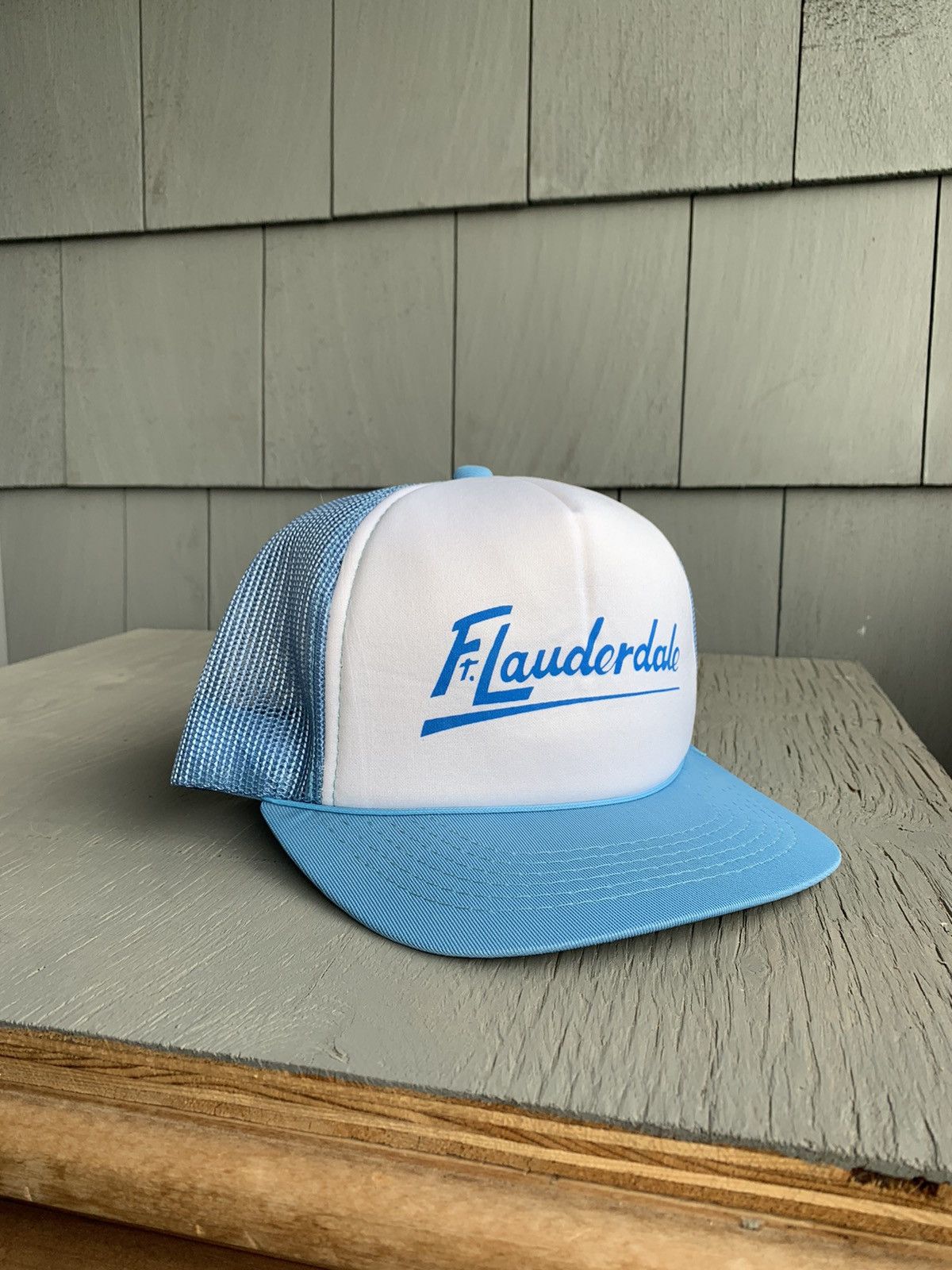 Vintage Vintage Fort Lauderdale Trucker Hat Baby Blue USA Pharrell Size ONE SIZE - 1 Thumbnail