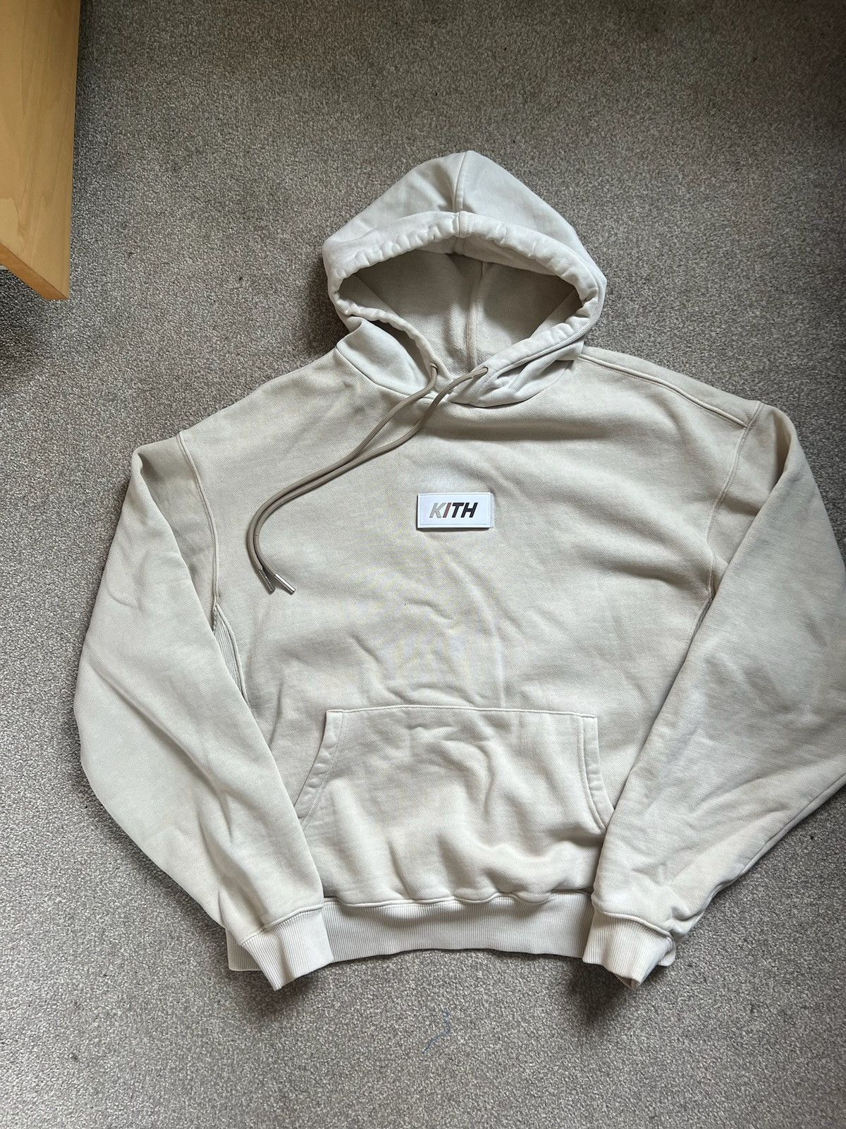 Kith Kith Cream Hoodie w Velcro Patch Grailed