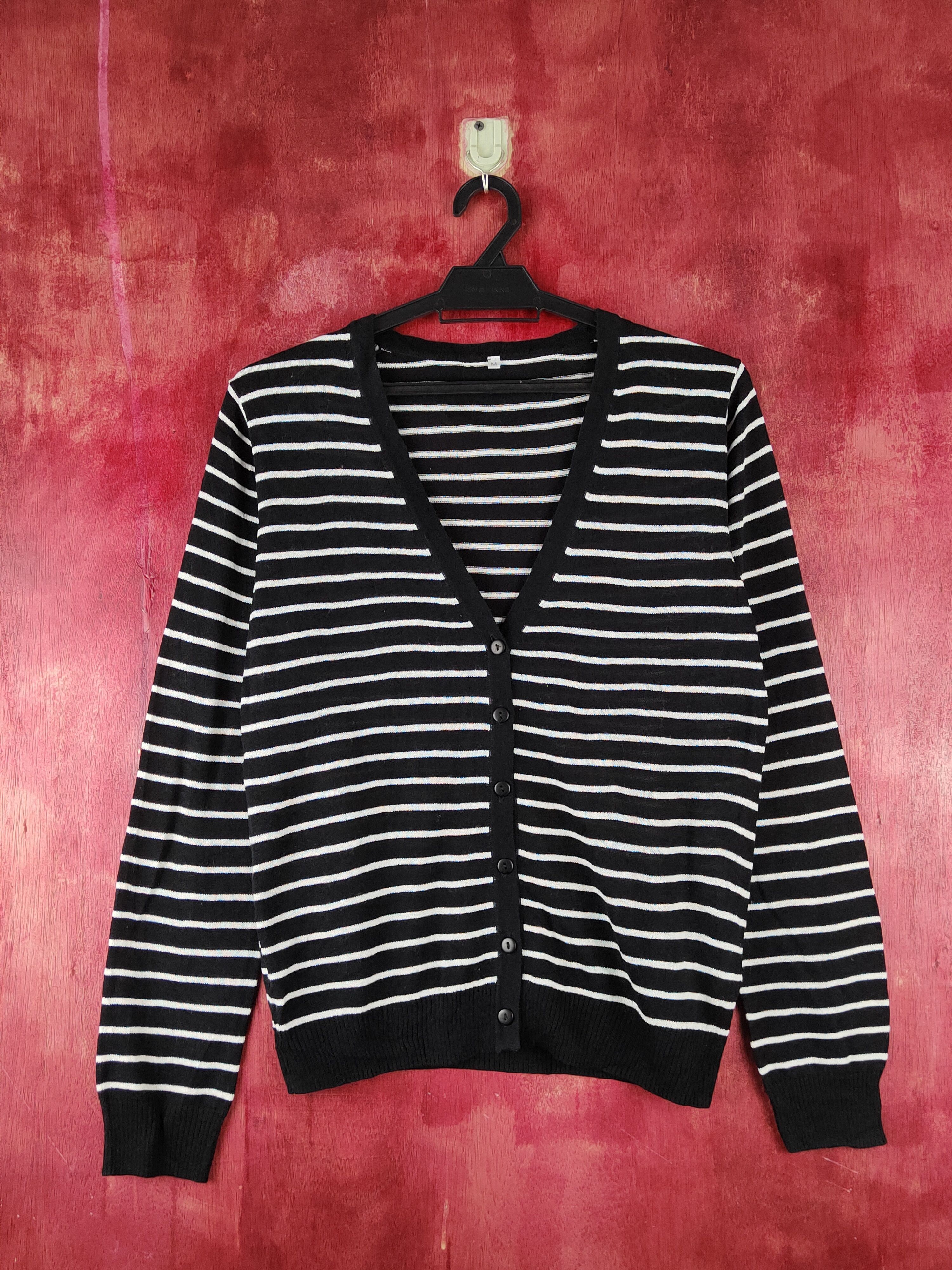 Japanese Brand Japanese Brand Black/White Stripe Knitwear Cardigan #S1235 Size S / US 4 / IT 40 - 1 Thumbnail