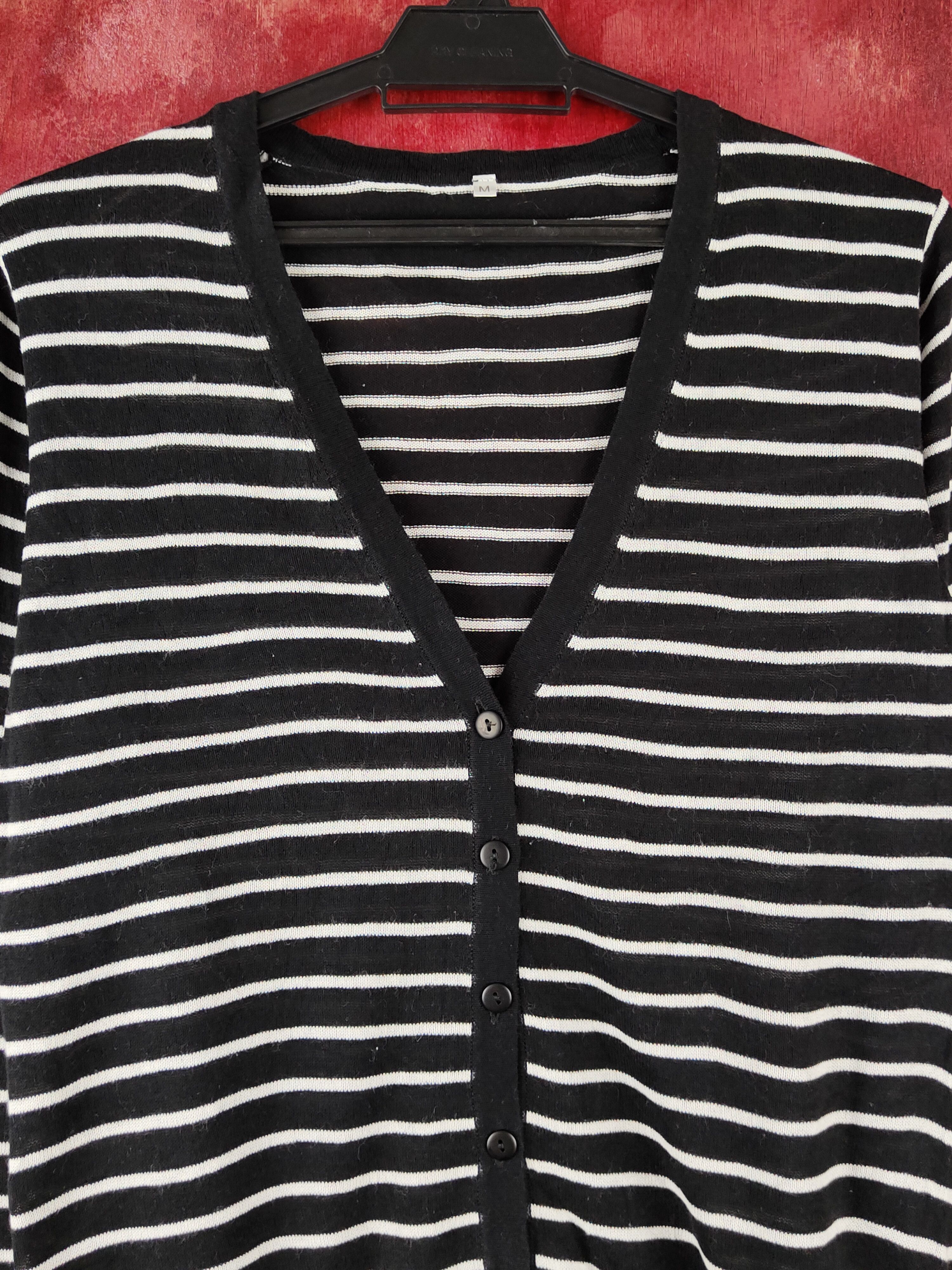 Japanese Brand Japanese Brand Black/White Stripe Knitwear Cardigan #S1235 Size S / US 4 / IT 40 - 2 Thumbnail