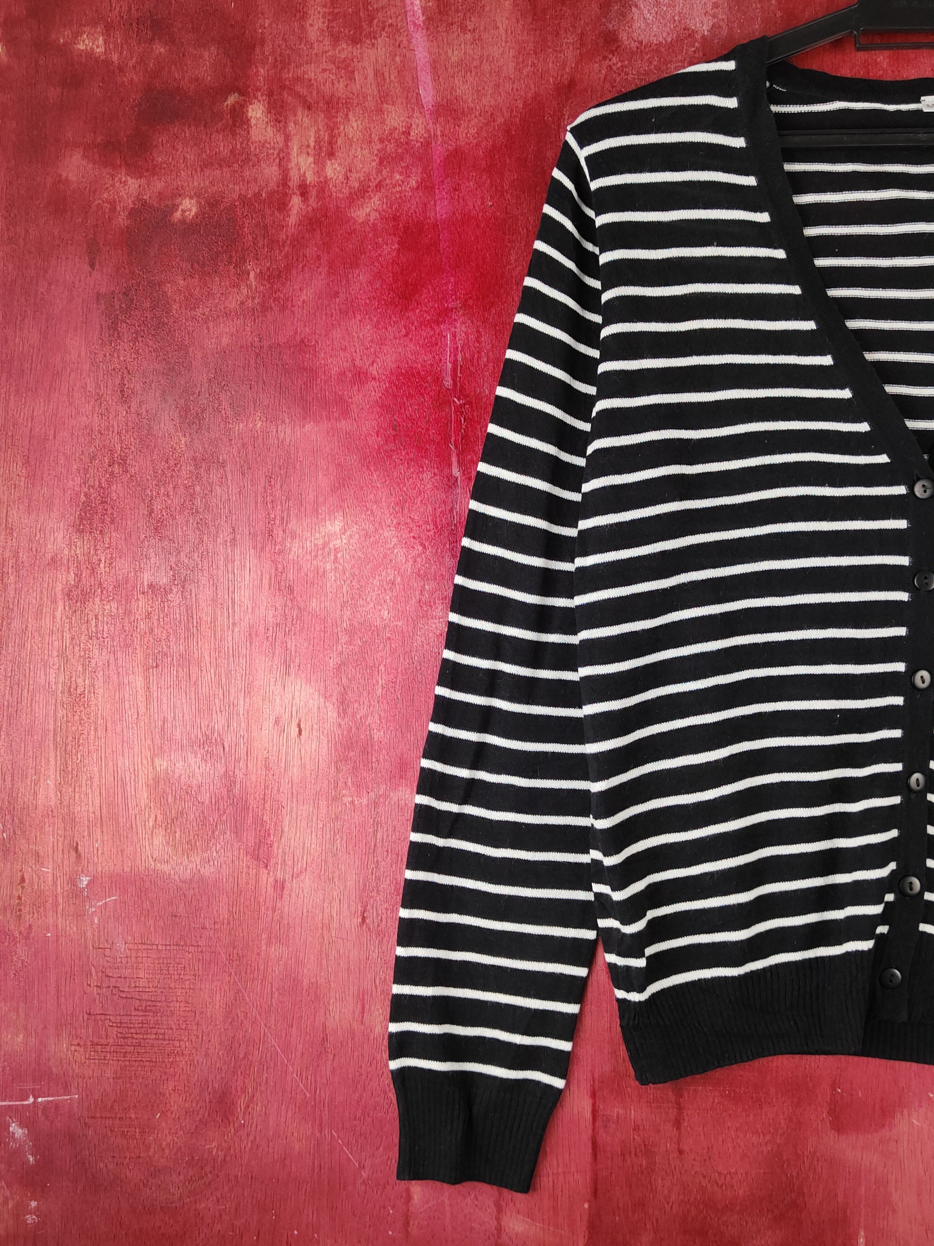 Japanese Brand Japanese Brand Black/White Stripe Knitwear Cardigan #S1235 Size S / US 4 / IT 40 - 3 Thumbnail