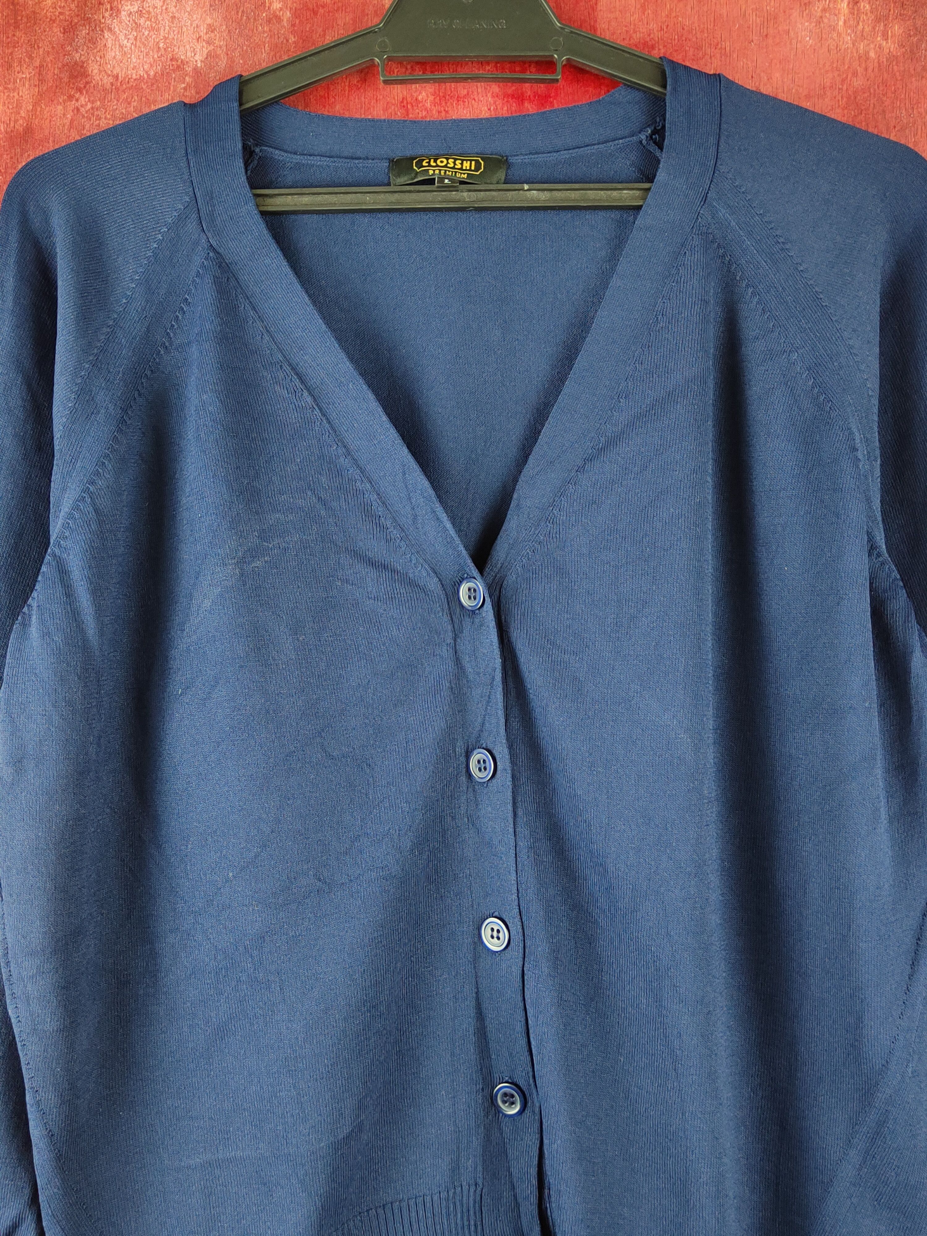 Japanese Brand Closshi Navy Knitwear Cardigan japan vintage #S1234 Size L / US 10 / IT 46 - 2 Thumbnail