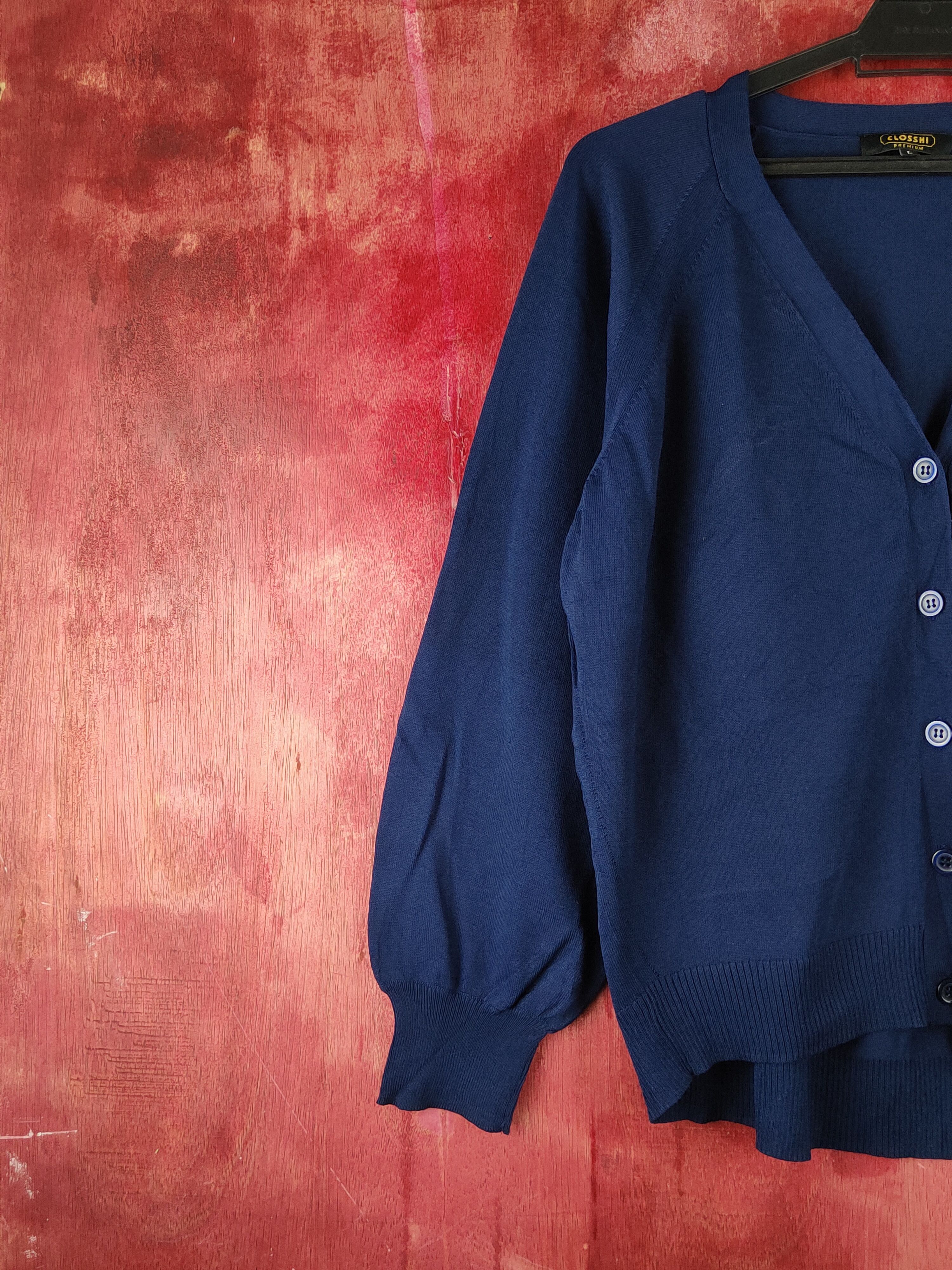 Japanese Brand Closshi Navy Knitwear Cardigan japan vintage #S1234 Size L / US 10 / IT 46 - 3 Thumbnail