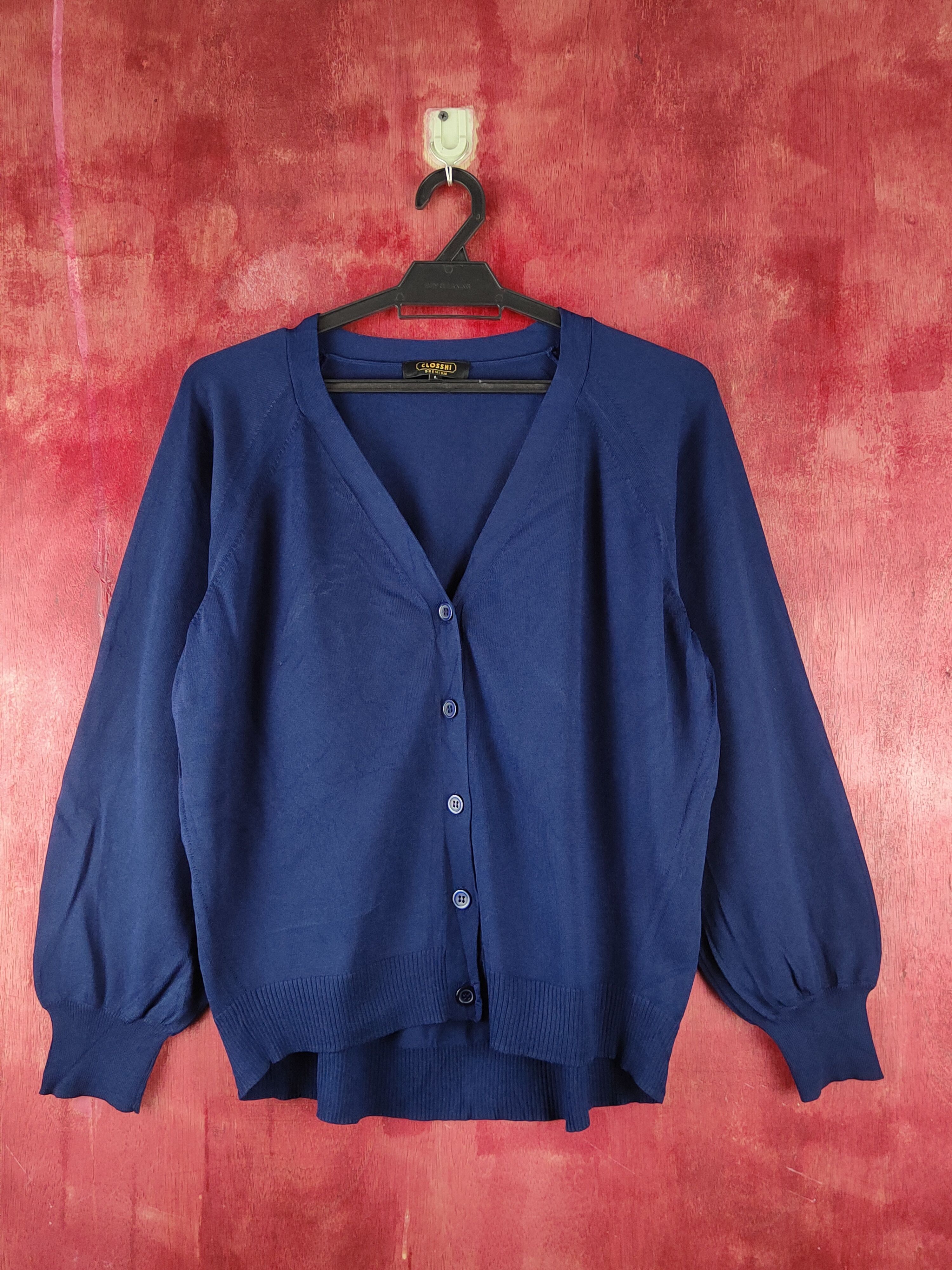 Japanese Brand Closshi Navy Knitwear Cardigan japan vintage #S1234 Size L / US 10 / IT 46 - 1 Thumbnail