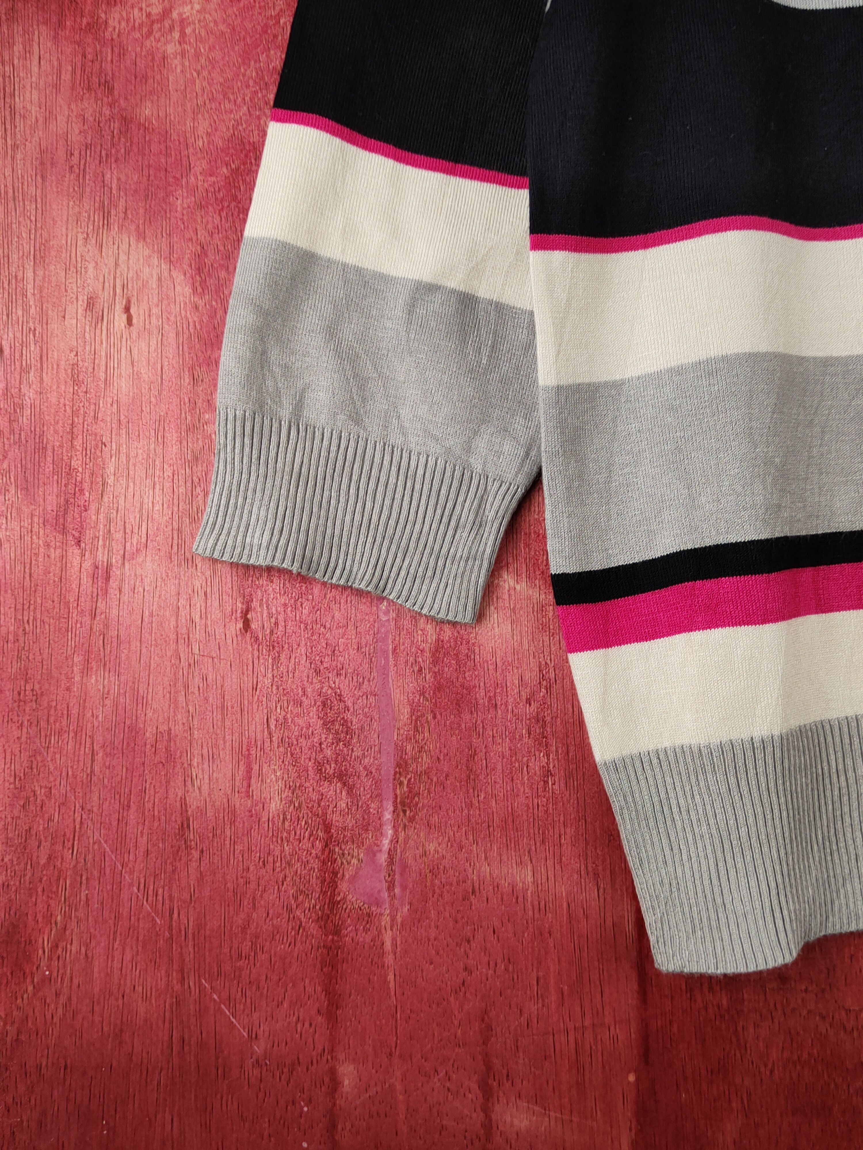 Hypebeast × Japanese Brand Mille Spassi Black/Gray/Pink Stripe Knitwear Cardigan #S1230 Size M / US 6-8 / IT 42-44 - 4 Thumbnail