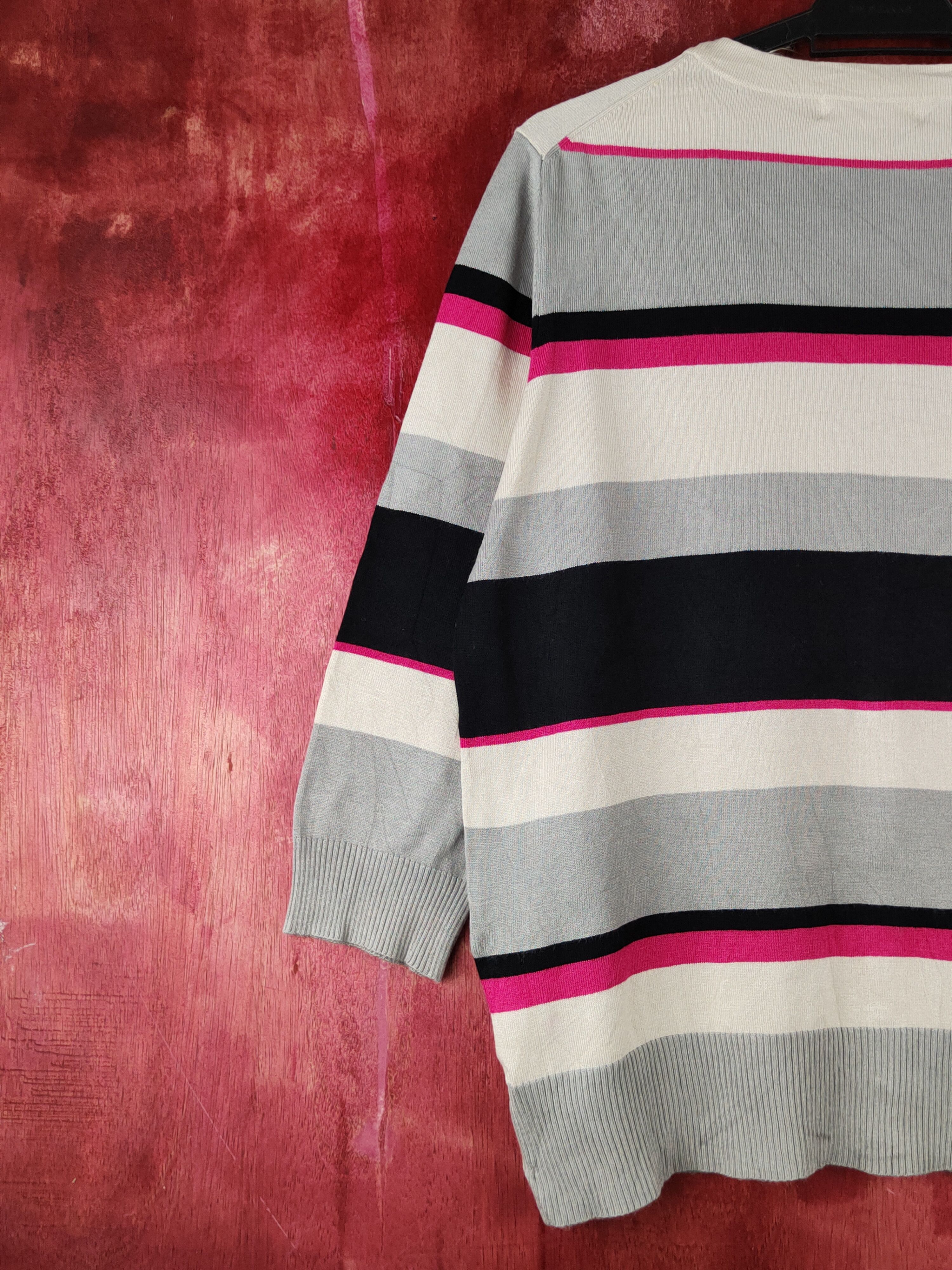 Hypebeast × Japanese Brand Mille Spassi Black/Gray/Pink Stripe Knitwear Cardigan #S1230 Size M / US 6-8 / IT 42-44 - 8 Thumbnail