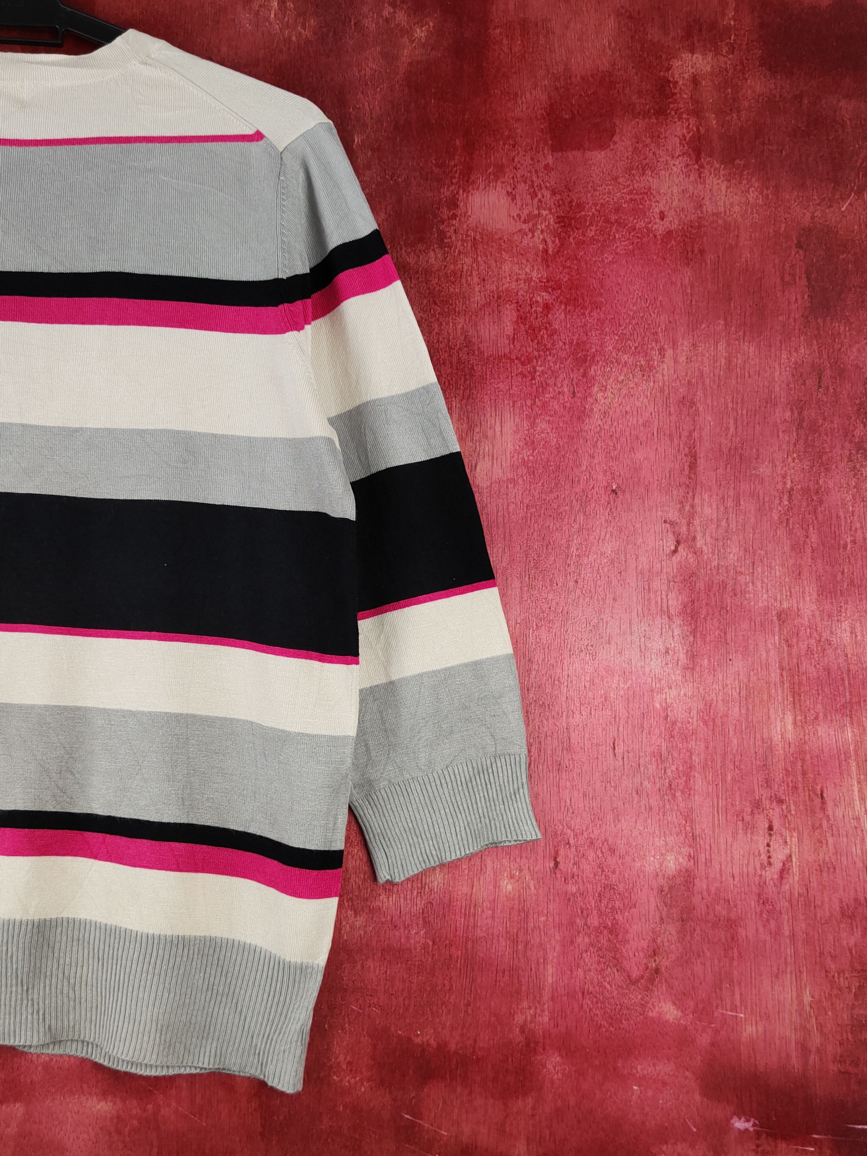 Hypebeast × Japanese Brand Mille Spassi Black/Gray/Pink Stripe Knitwear Cardigan #S1230 Size M / US 6-8 / IT 42-44 - 9 Thumbnail