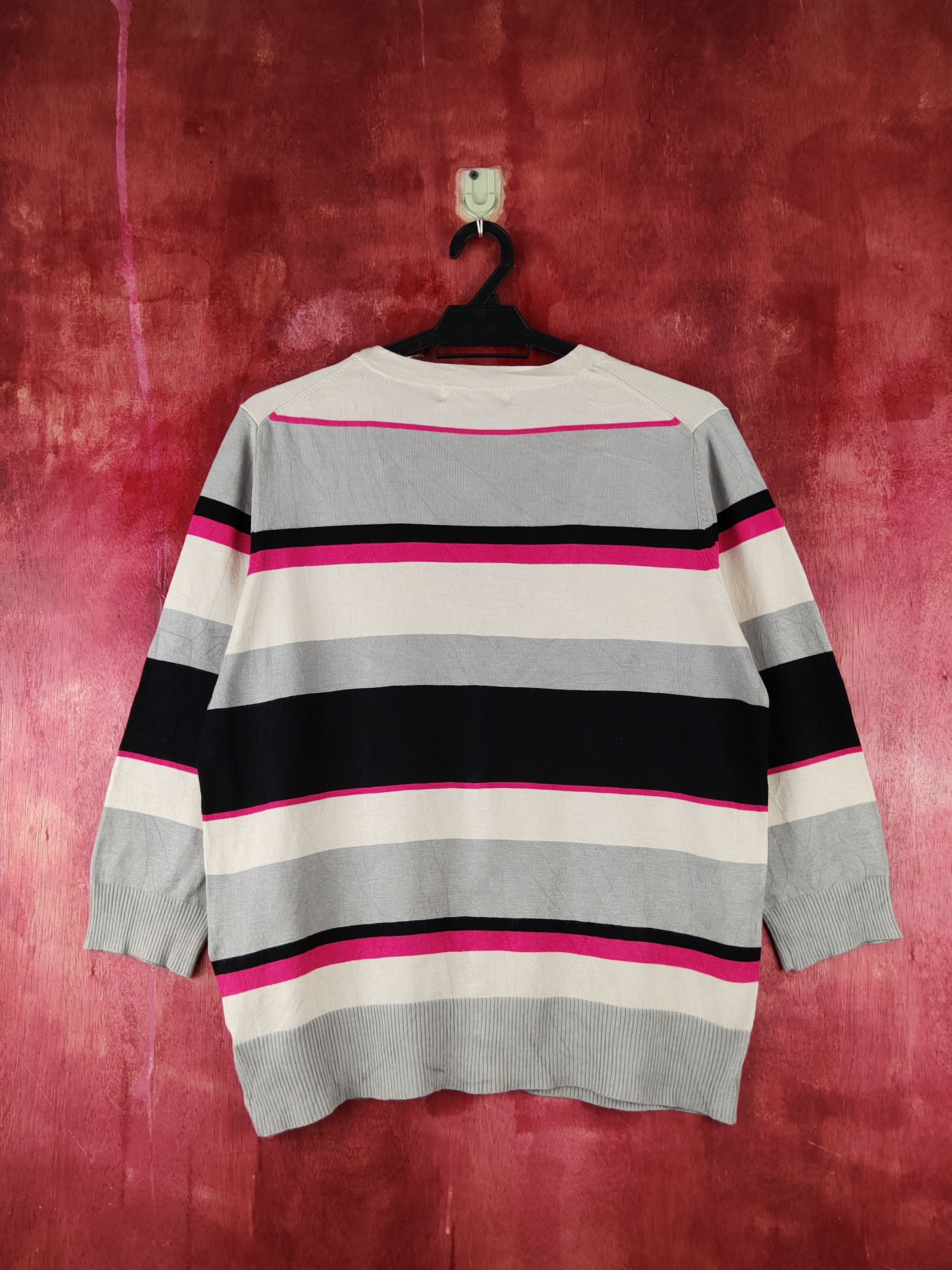 Hypebeast × Japanese Brand Mille Spassi Black/Gray/Pink Stripe Knitwear Cardigan #S1230 Size M / US 6-8 / IT 42-44 - 7 Thumbnail