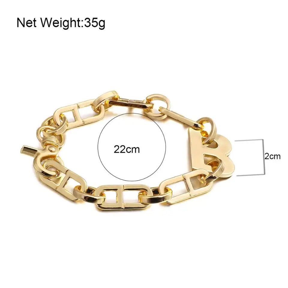 Jewelry × Vintage Letter B Thick Chain Link Vintage Jewelry Bracelet Size ONE SIZE - 6 Thumbnail
