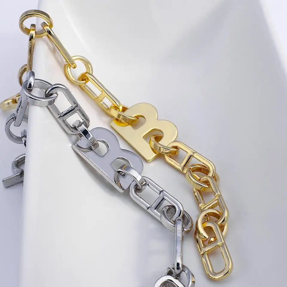 Jewelry × Vintage Letter B Thick Chain Link Vintage Jewelry Bracelet Size ONE SIZE - 4 Thumbnail