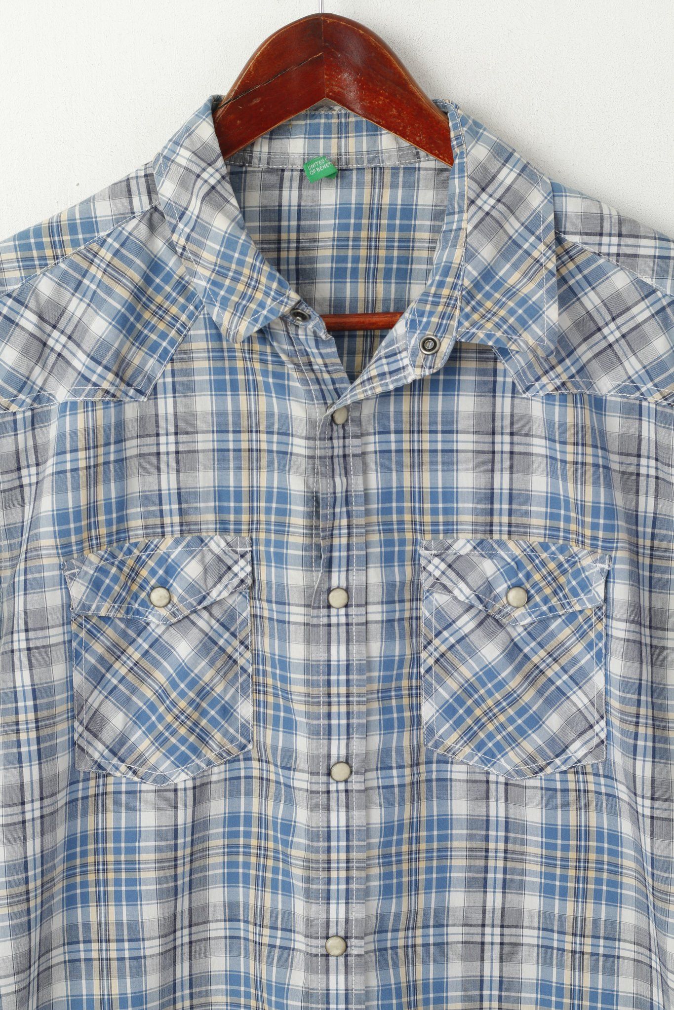 United Colors Of Benetton United Colors Of Benetton Men XL (L) Casual Shirt Blue 3995 Size US XL / EU 56 / 4 - 2 Thumbnail